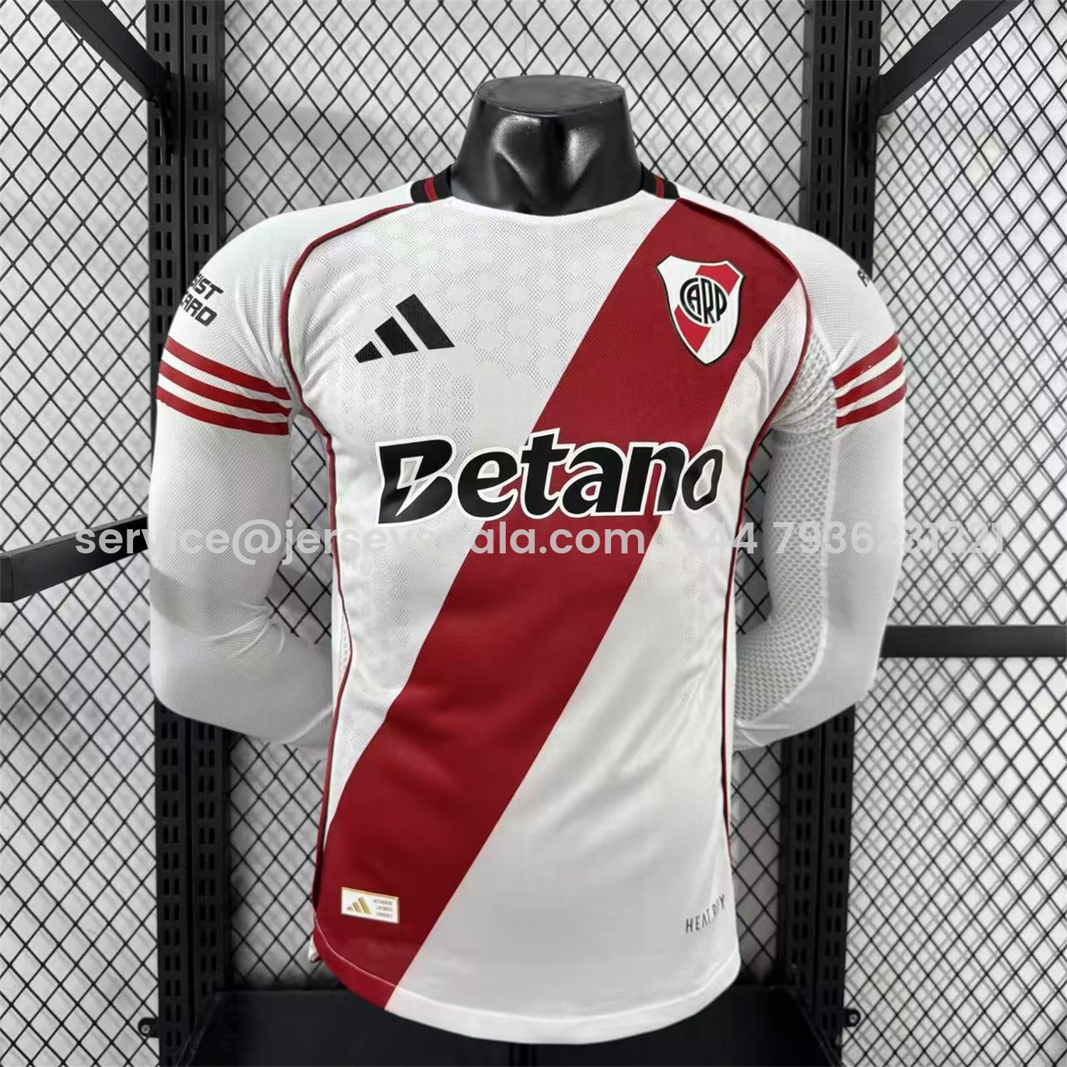 JerseysGala.com | River Plate 25-26 Home Long Sleeves Jersey with New Sponsors - Player Version -Customize Name, Number and Patch | Worldwide Shipping