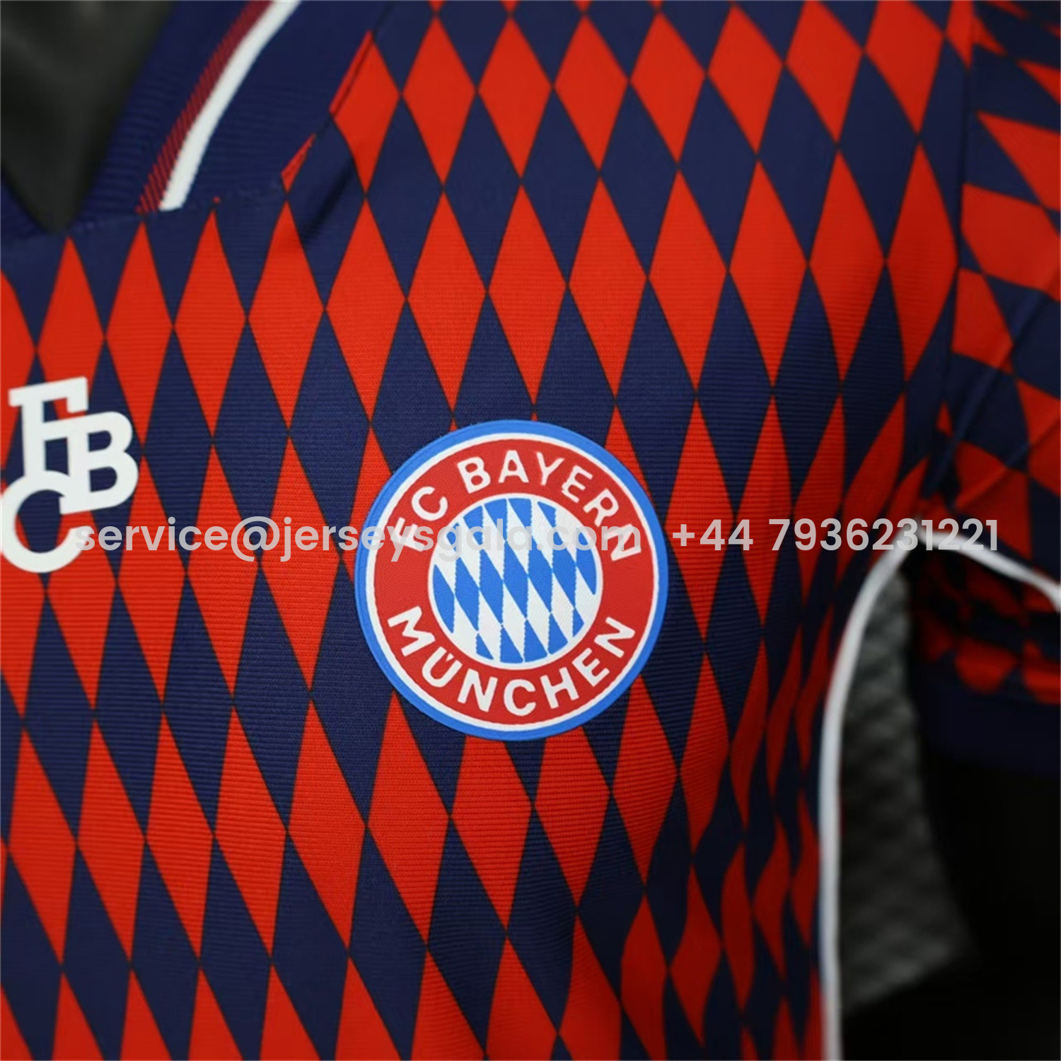 JerseysGala.com | Bayern Munich 25-26 Trefoil Retro Style Red And Deep Blue Jersey - Player Version -Customize Name, Number and Patch | Worldwide Shipping