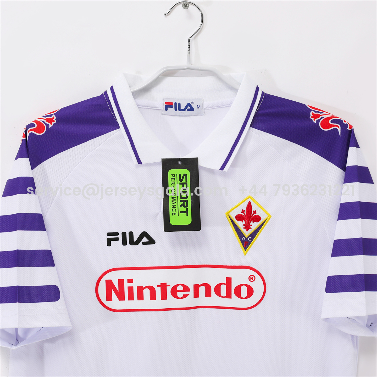 JerseysGala.com | Retro Fiorentina 1998-99 Away White Jersey -Customize Name, Number and Patch | Worldwide Shipping