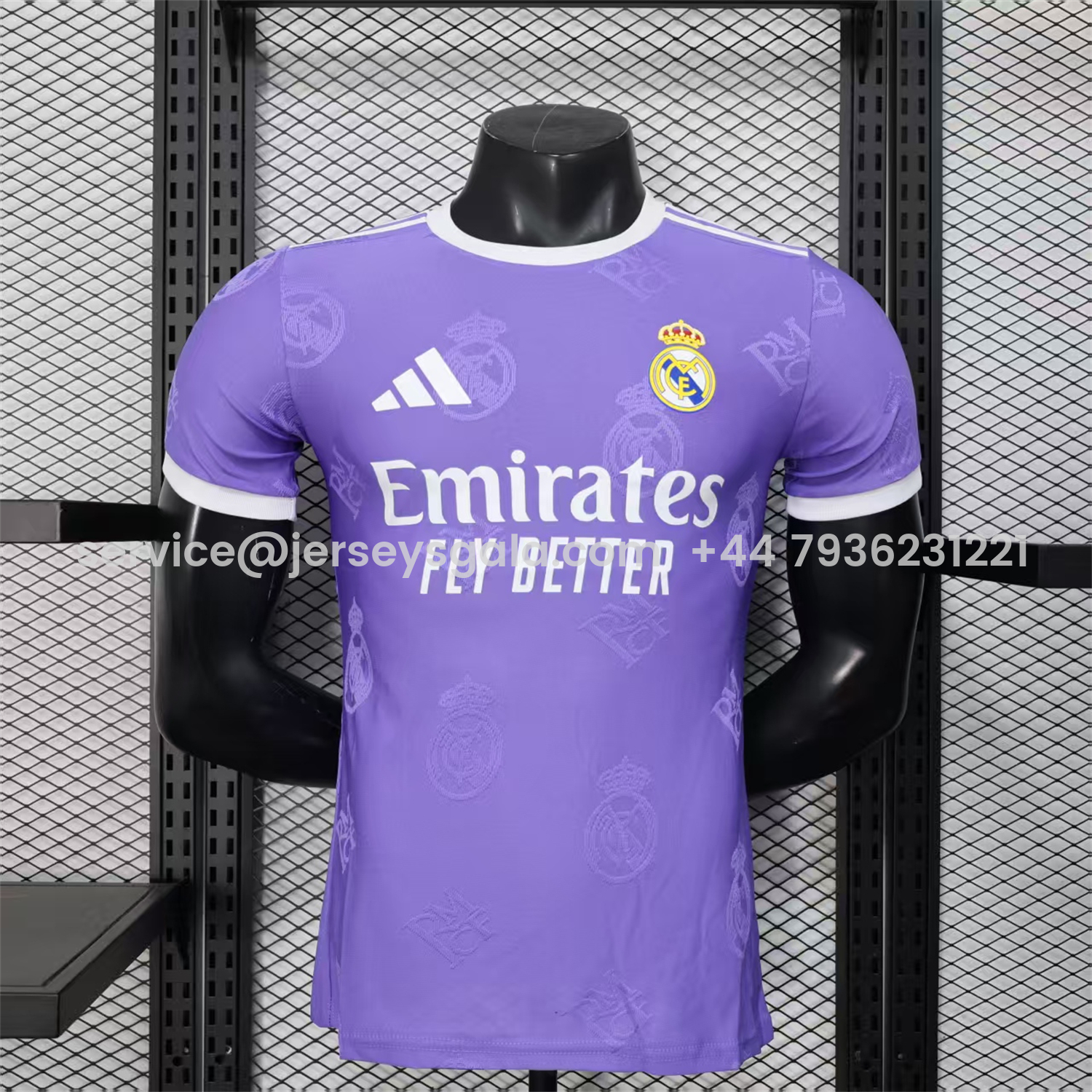 JerseysGala.com | Real Madrid 25-26 Purple Team Logo Jacquard Special Jersey - Player Version -Customize Name, Number and Patch | Worldwide Shipping