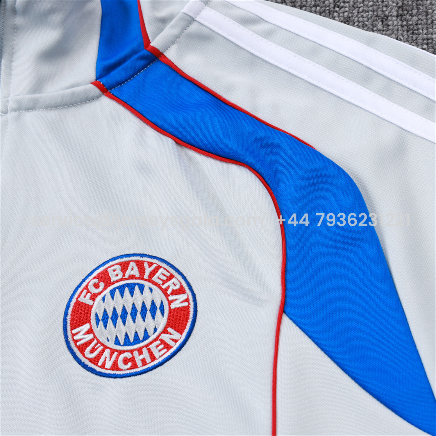 JerseysGala.com | Bayern Munich 25-26 Jacket Training Tracksuit - Grey Throwback Jackets & Pants -Customize Name, Number and Patch | Worldwide Shipping