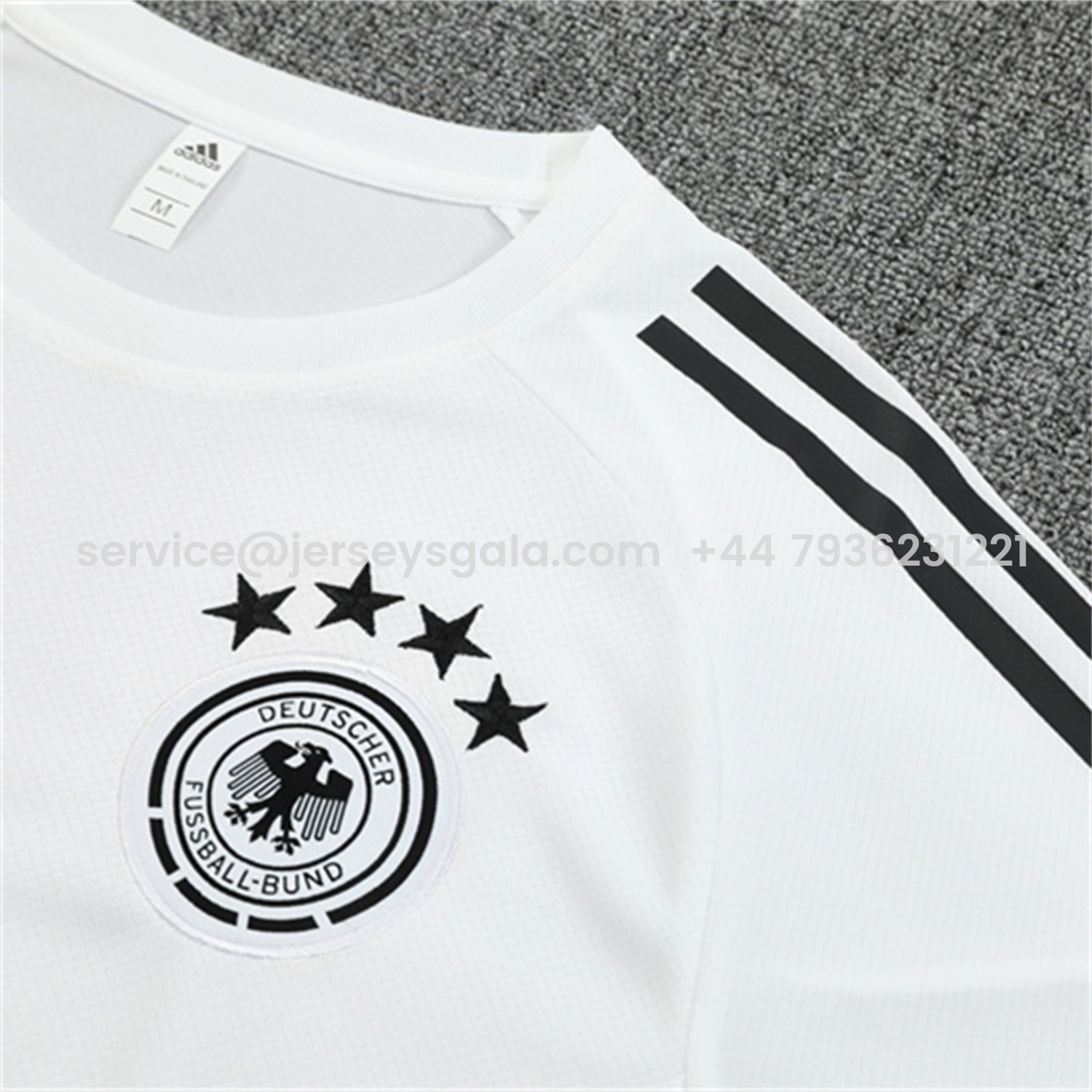 JerseysGala.com | Germany 25-26 Kids Short-Sleeve Training Set - White Top & Black Shorts -Customize Name, Number and Patch | Worldwide Shipping