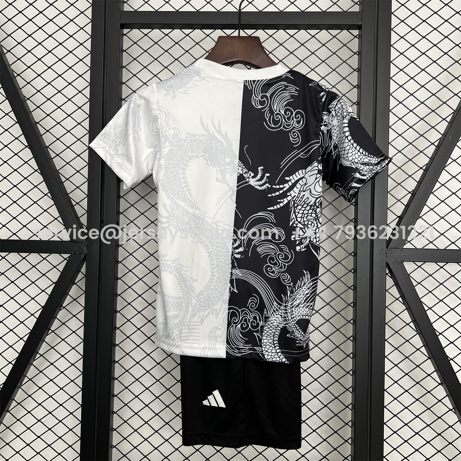 JerseysGala.com | Real Madrid 25-26 Dragon White And Black Special Kids Kit -Customize Name, Number and Patch | Worldwide Shipping