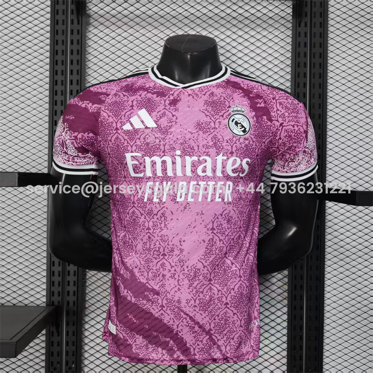 JerseysGala.com | Real Madrid 25-26 Pink With Purple Texture Special Jersey - Player Version -Customize Name, Number and Patch | Worldwide Shipping