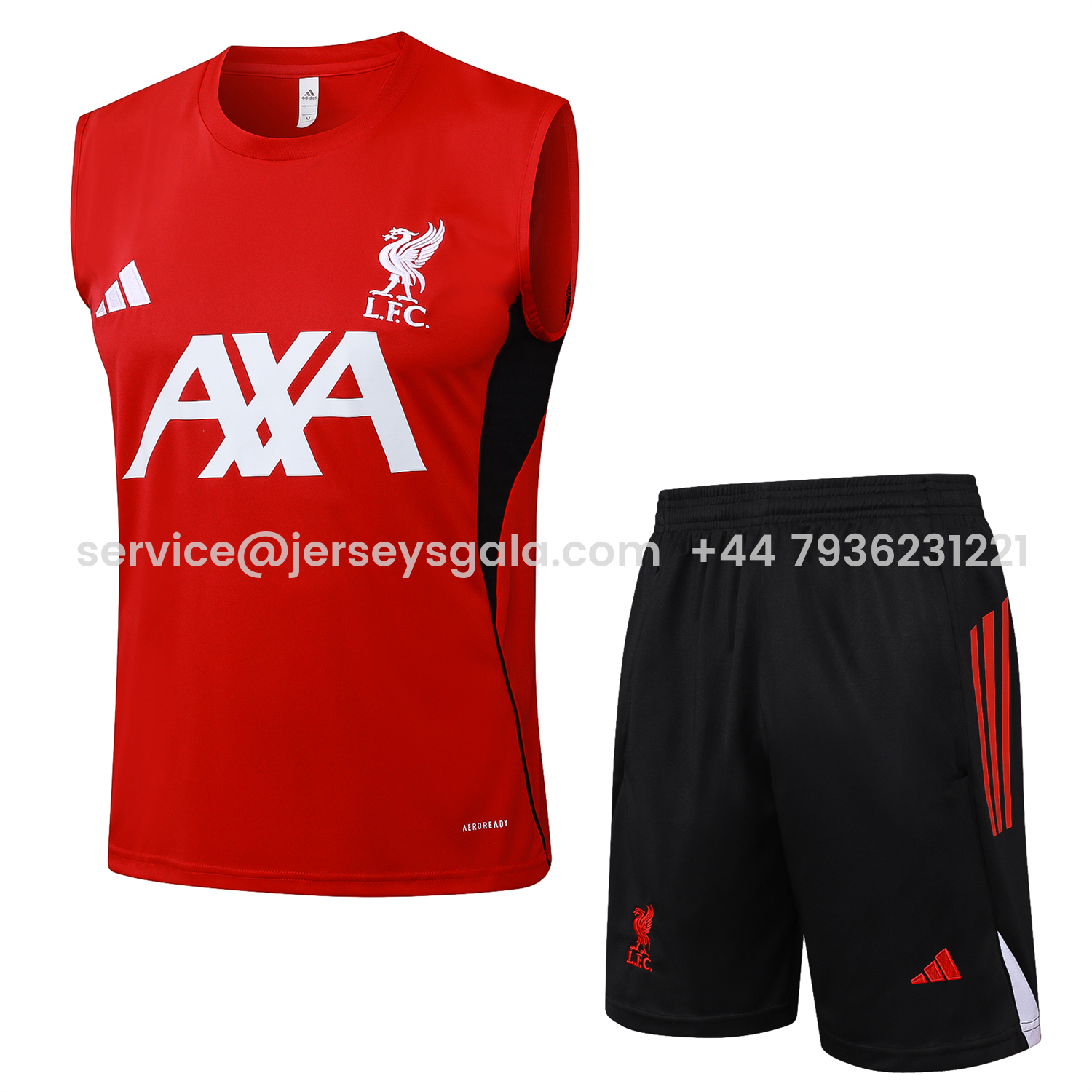JerseysGala.com | Liver.pool 25-26 Vest Training Set - Red Vest & Black Shorts -Customize Name, Number and Patch | Worldwide Shipping