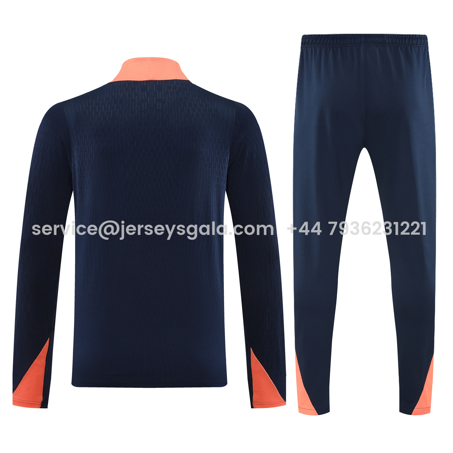 JerseysGala.com | Barcelona 25-26 Long Sleeve Training Set - Deep Blue Top and Deep Blue Pants -Customize Name, Number and Patch | Worldwide Shipping