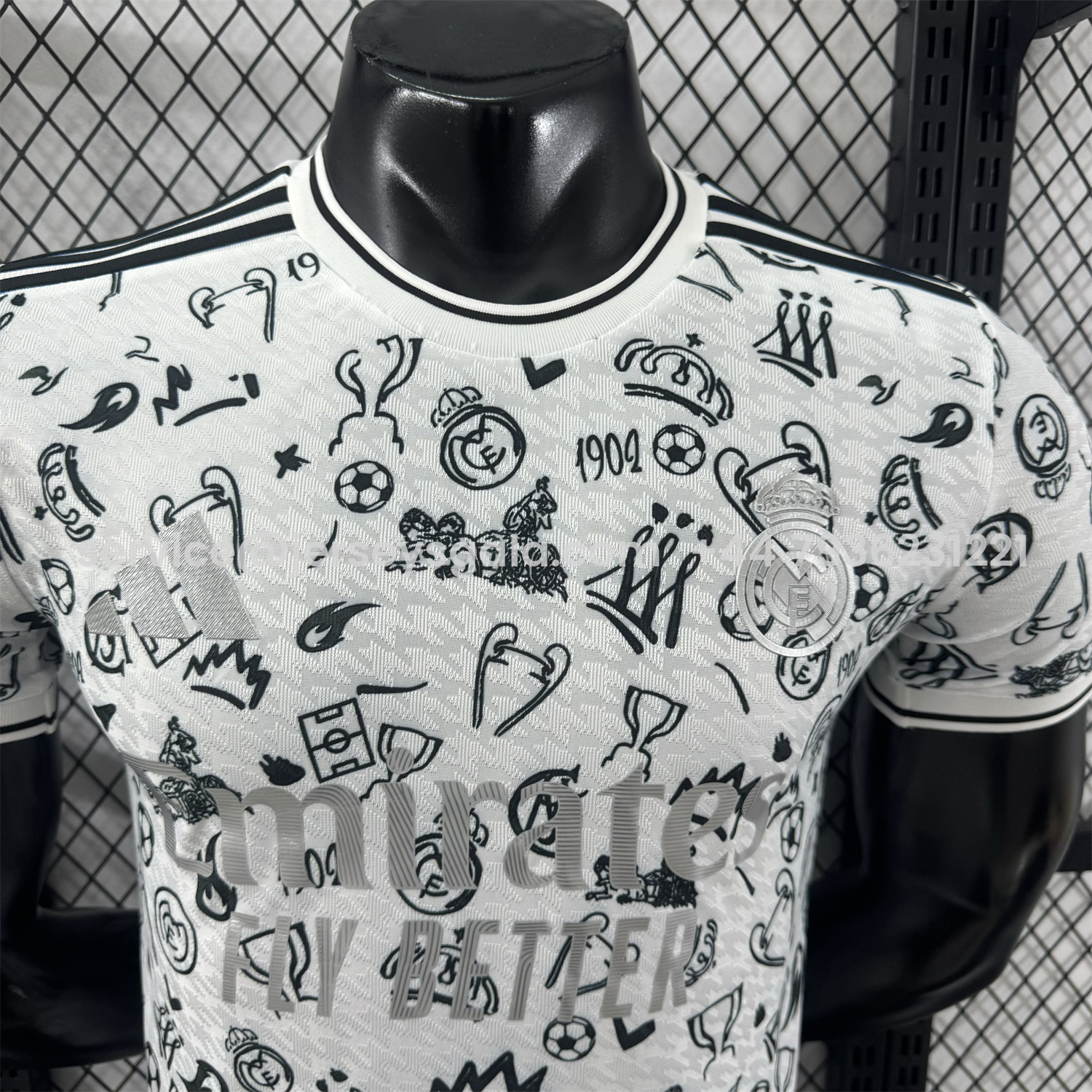 JerseysGala.com | Real Madrid 25-26 White Special Jersey with Black Emoji Icons - Player Version -Customize Name, Number and Patch | Worldwide Shipping