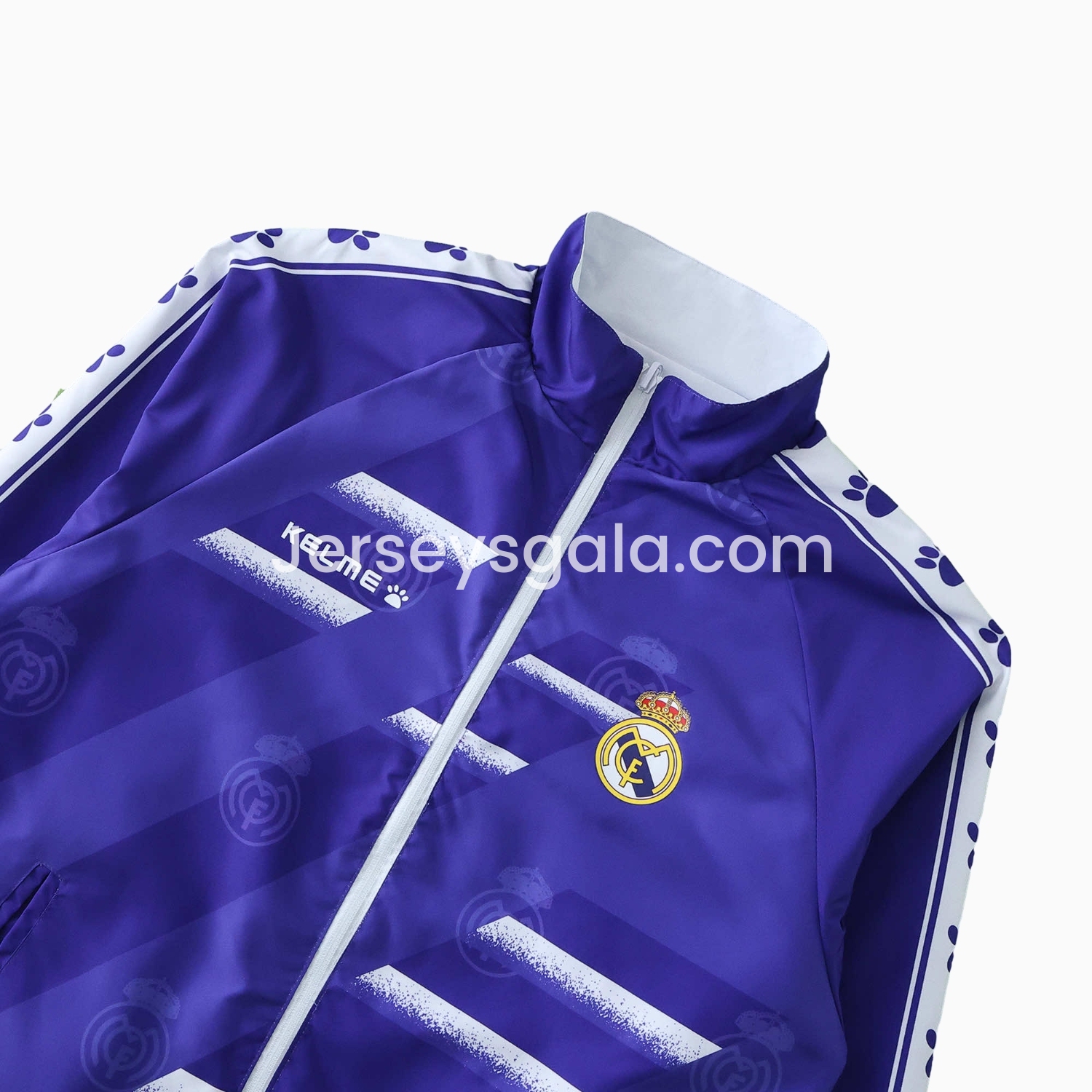 JerseysGala.com | Retro Real Madrid 1995-96 Home & Away Double Sided Reversible Windbreaker - White & Purple -Customize Name, Number and Patch | Worldwide Shipping