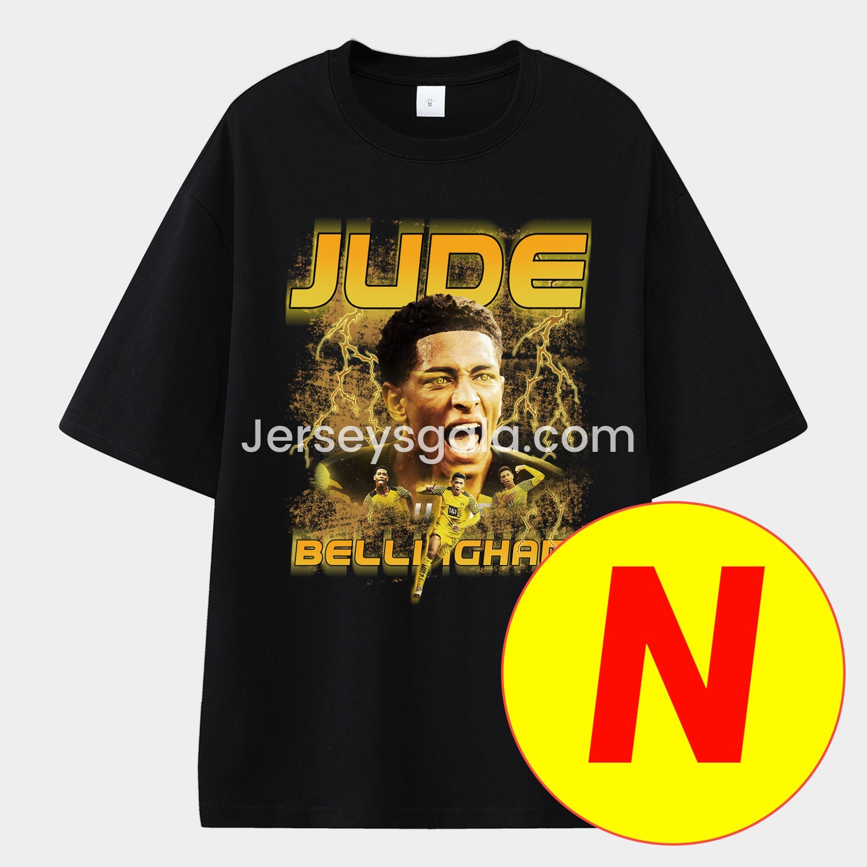 JerseysGala.com | Bellingham Real Madrid England Unisex Pure Cotton T-shirt -Customize Name, Number and Patch | Worldwide Shipping