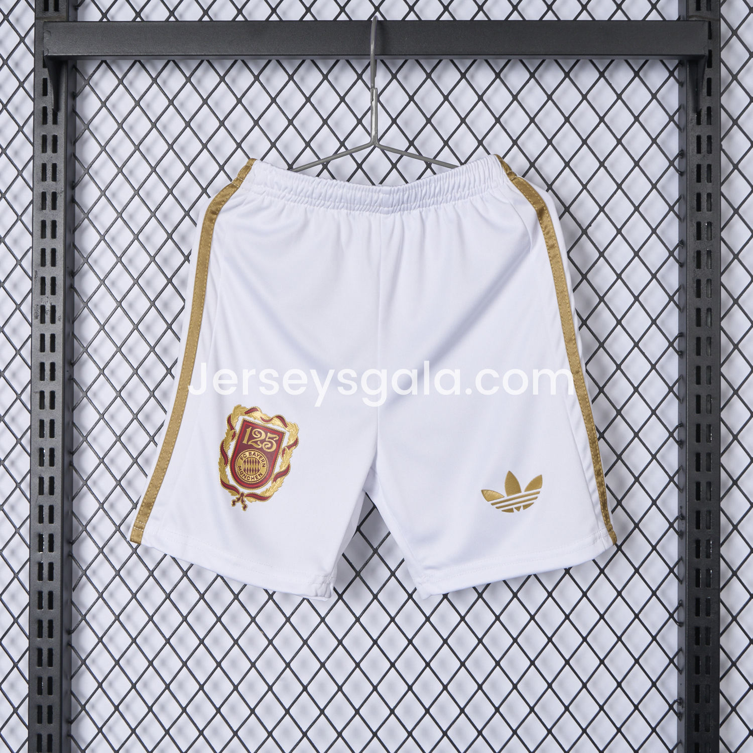 JerseysGala.com | Bayern Munich 2025 White 125th Anniversary Shorts - Fans Version -Customize Name, Number and Patch | Worldwide Shipping