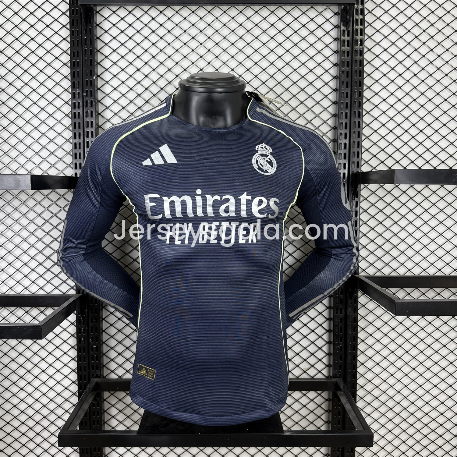 JerseysGala.com | Real Madrid 25-26 Away Long Sleeve Jersey - Player Version -Customize Name, Number and Patch | Worldwide Shipping