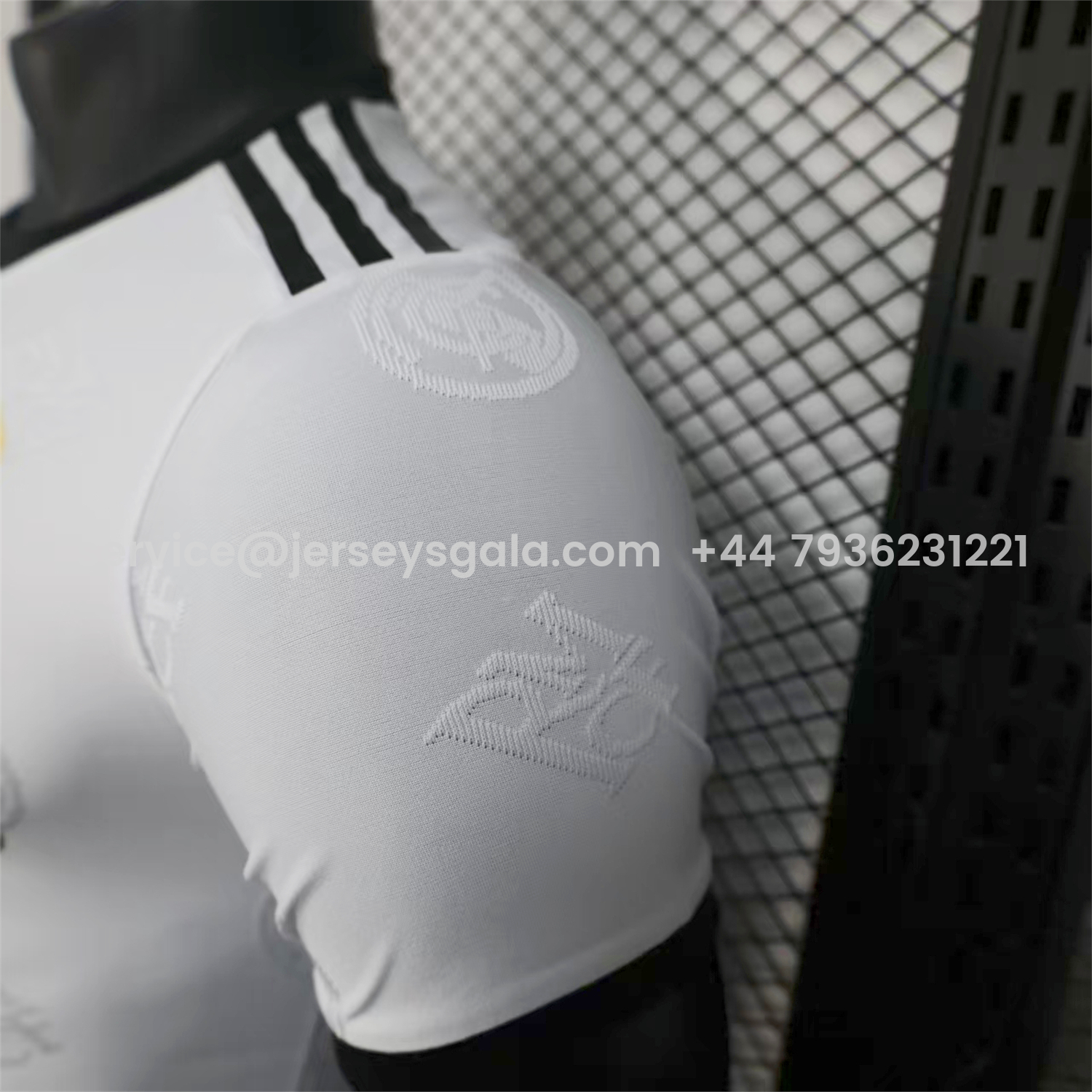 JerseysGala.com | Real Madrid 25-26 White Team Logo Jacquard Special Jersey - Player Version -Customize Name, Number and Patch | Worldwide Shipping