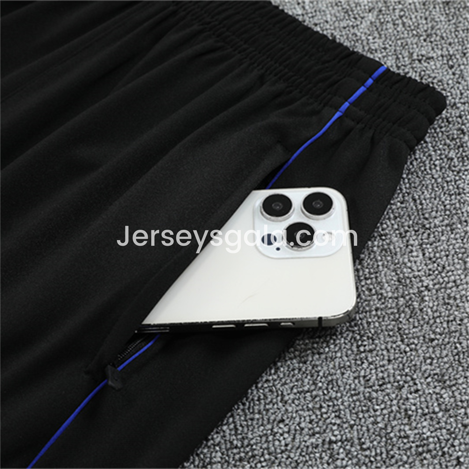 JerseysGala.com | Real Madrid 25-26 Long Sleeve Training Set - Yellow, White and Blue Camouflage Top and Black Pants -Customize Name, Number and Patch | Worldwide Shipping