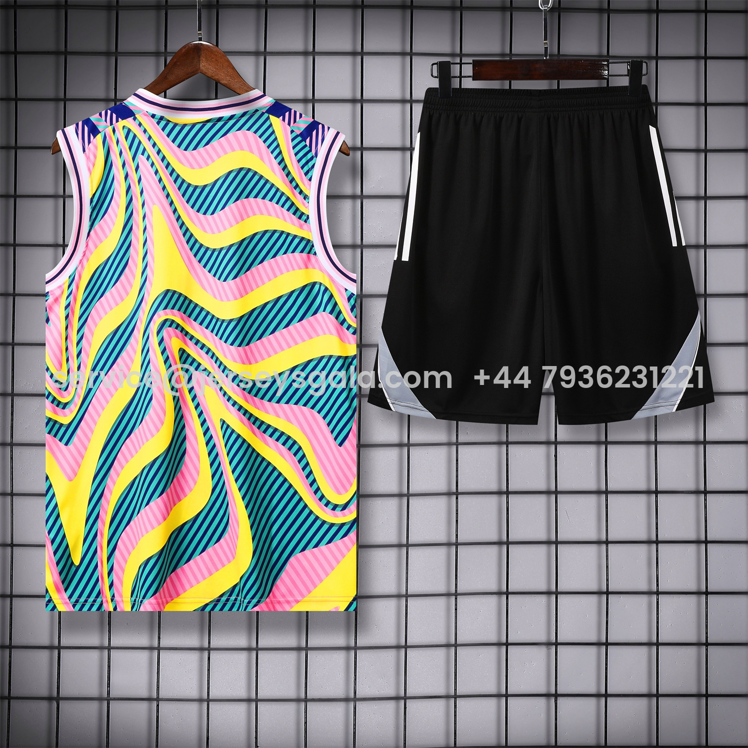 JerseysGala.com | Real Madrid 25-26 Vest Training Set - Colorful Vest & Black Shorts -Customize Name, Number and Patch | Worldwide Shipping