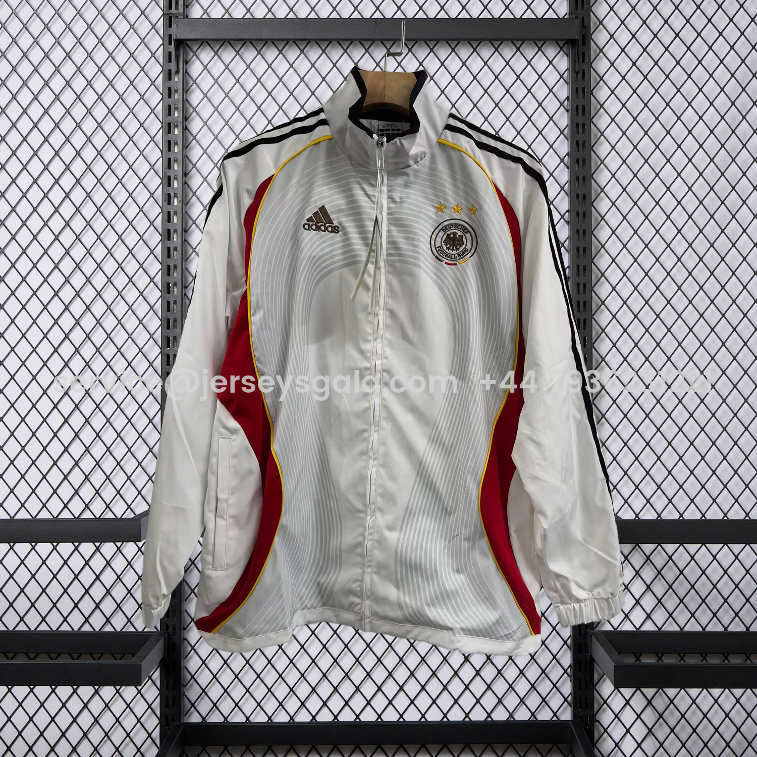 JerseysGala.com | Retro Germany 2006 Vintage Style Windbreaker - White & Black -Customize Name, Number and Patch | Worldwide Shipping