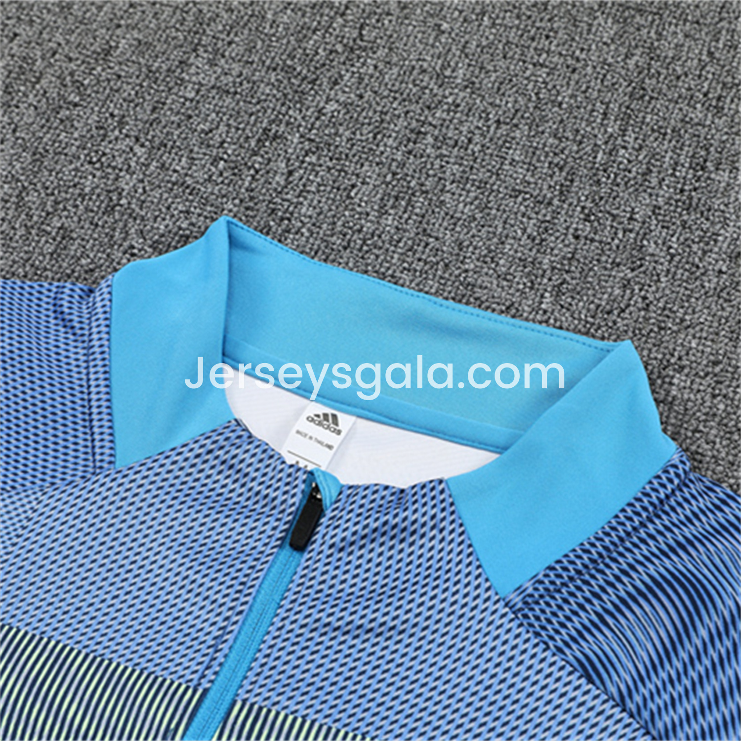 JerseysGala.com | Real Madrid 25-26 Long Sleeves Training Set - Blue-Gray Camouflage Top & Blue Pants -Customize Name, Number and Patch | Worldwide Shipping