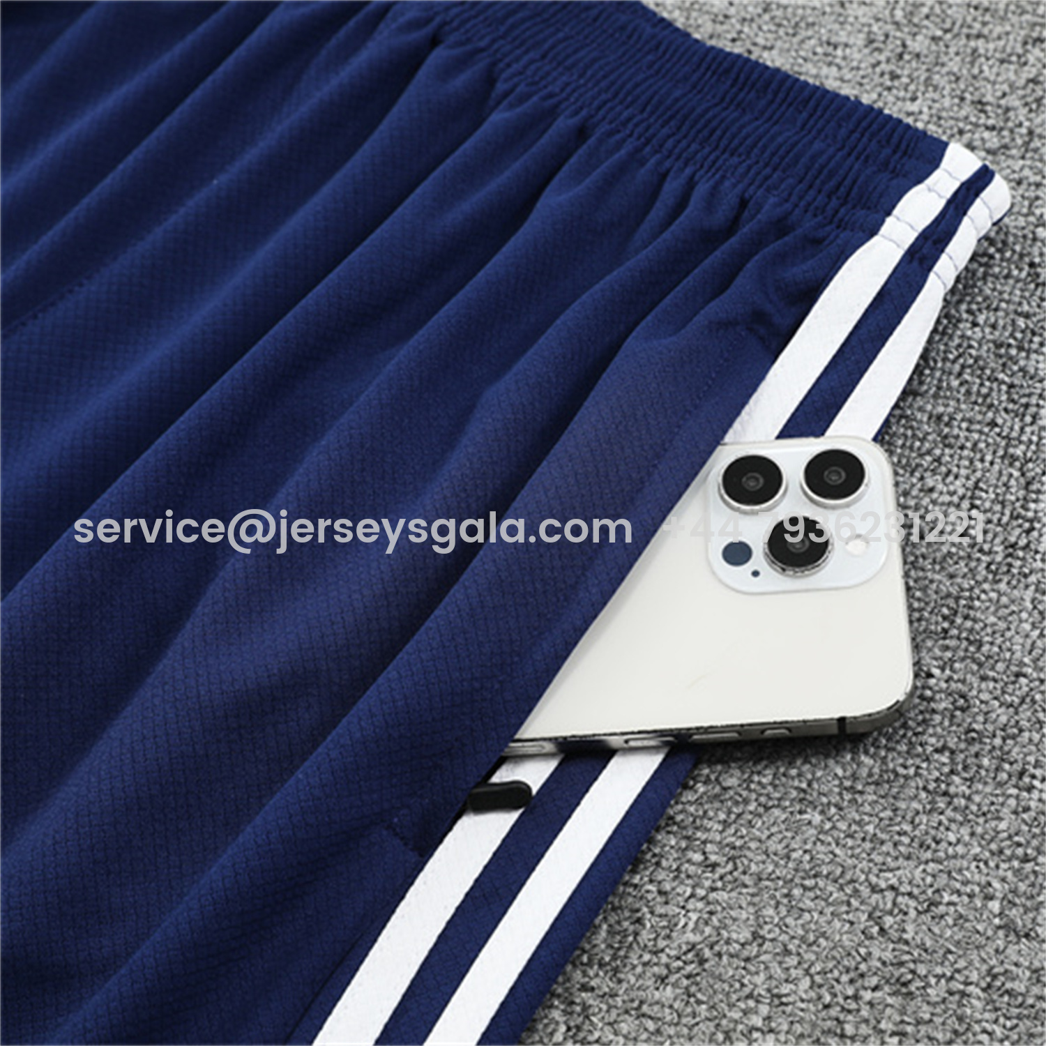 JerseysGala.com | Real Madrid 25-26 Short-Sleeve Training Set - White Urban Purist Style Top and Blue Shorts -Customize Name, Number and Patch | Worldwide Shipping