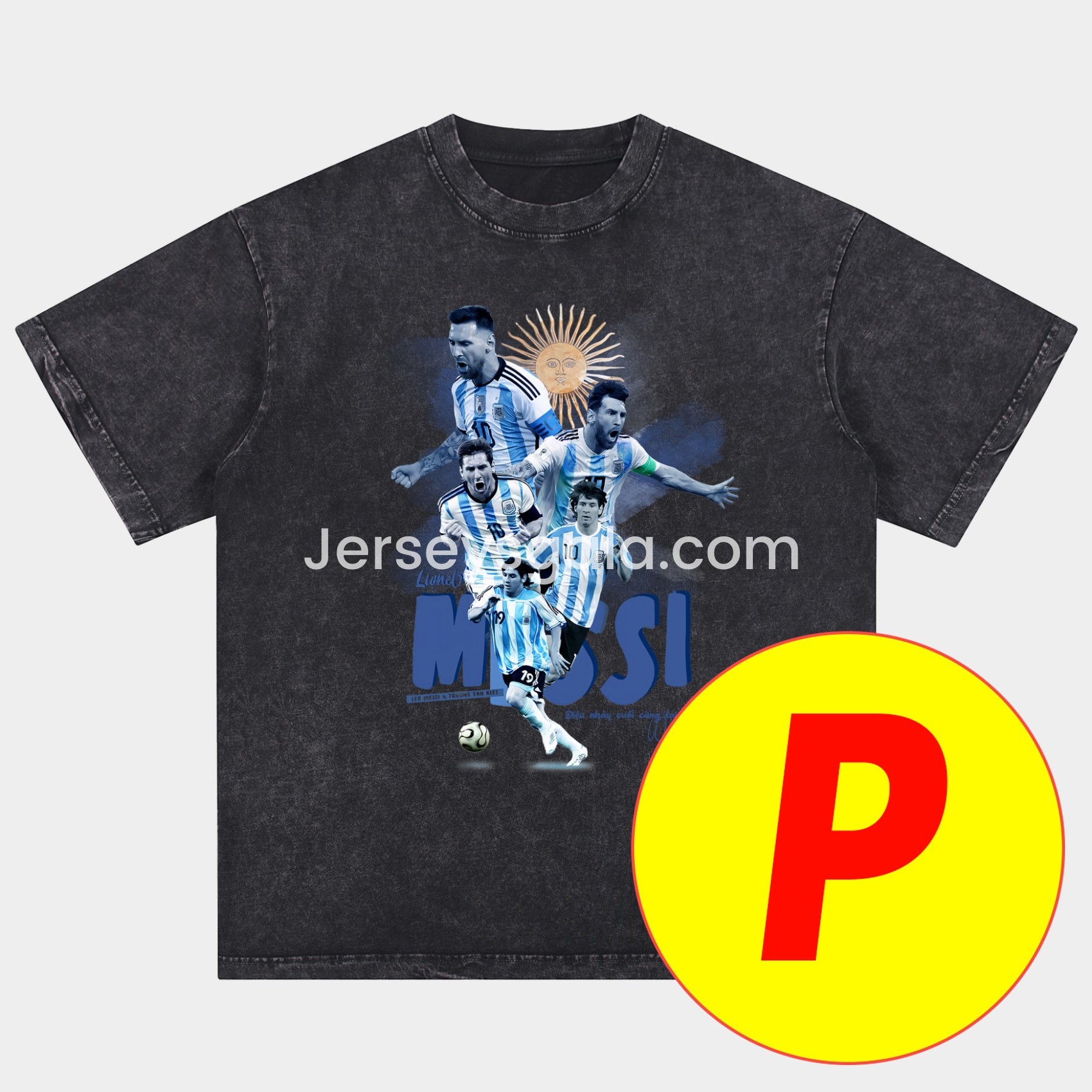 JerseysGala.com | Messi GOAT Argentina Barcelona INT M.A.M Oversized Washed T-Shirt -Customize Name, Number and Patch | Worldwide Shipping