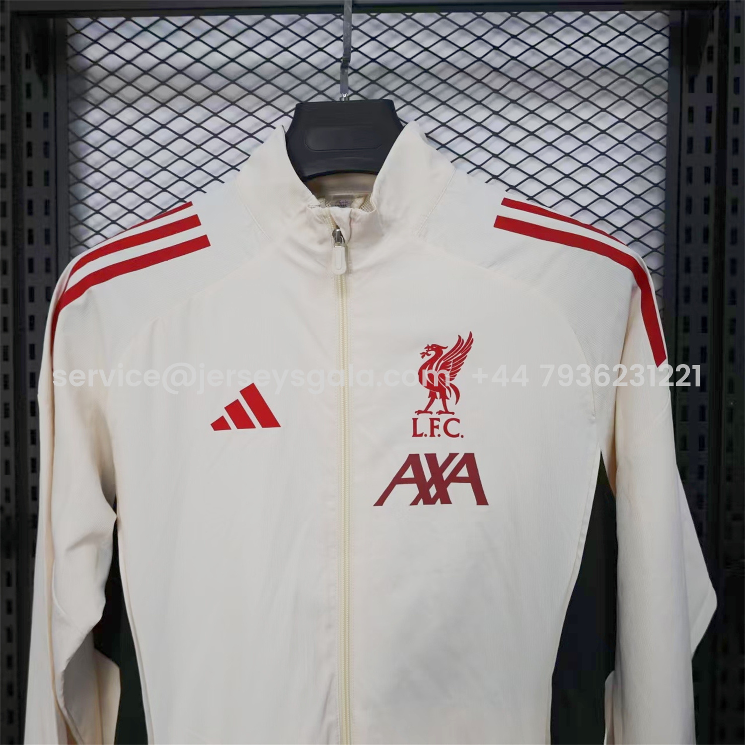 JerseysGala.com | Liver.pool 25-26 White Windbreaker Jacket - Deep Green -Customize Name, Number and Patch | Worldwide Shipping