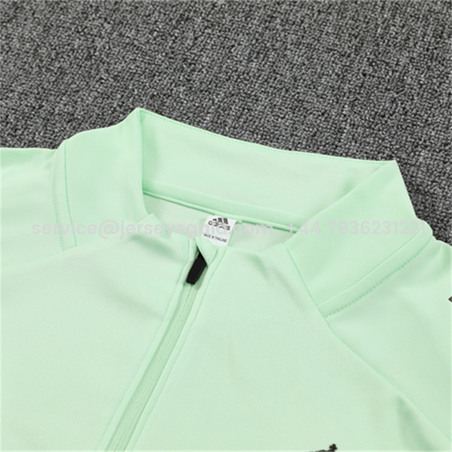 JerseysGala.com | Real Madrid 25-26 Kids Long Sleeve Training Set - Light Green Top & Army Green Pants -Customize Name, Number and Patch | Worldwide Shipping