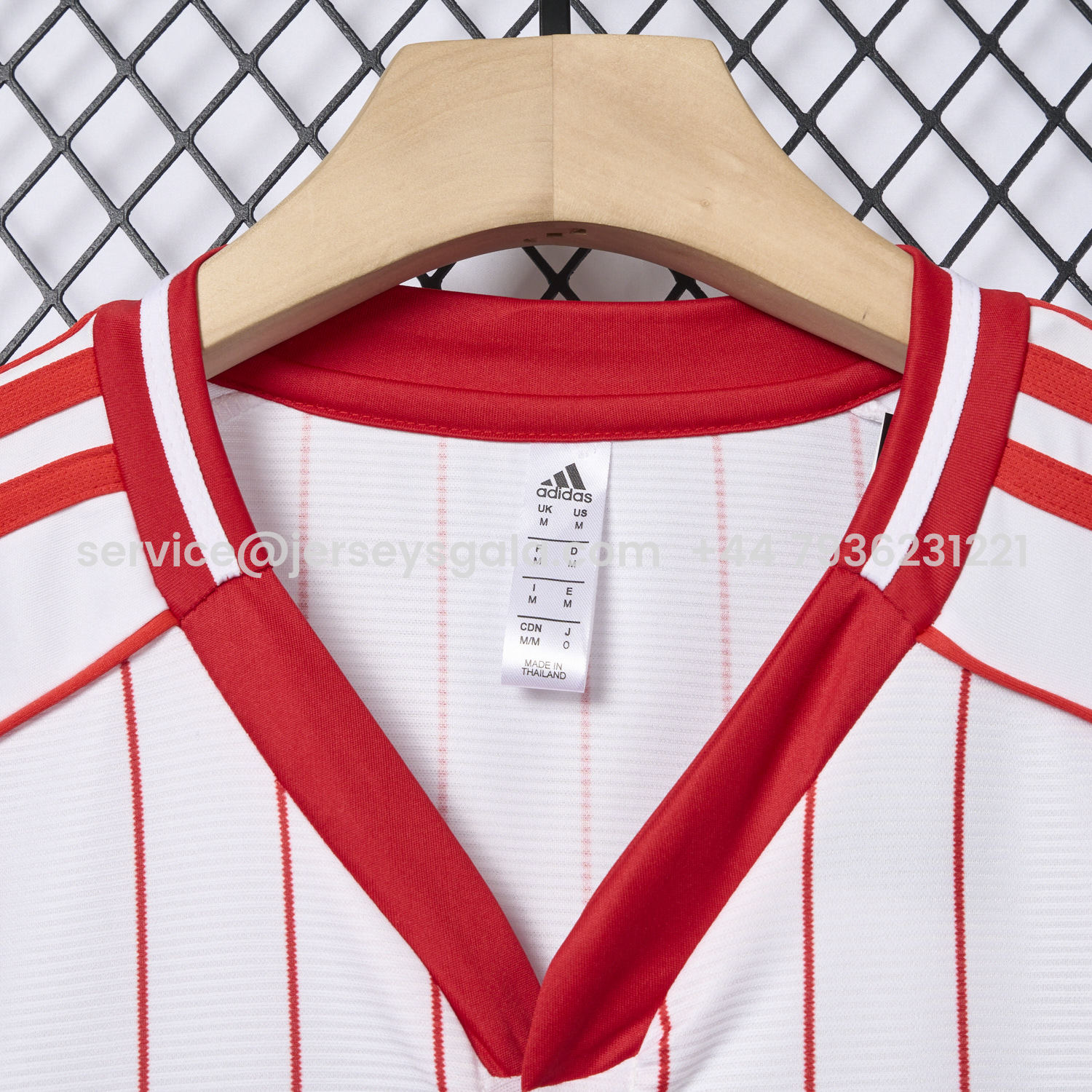 JerseysGala.com | Arsenal 25-26 White Baseball Jersey with Red Stripes -Customize Name, Number and Patch | Worldwide Shipping