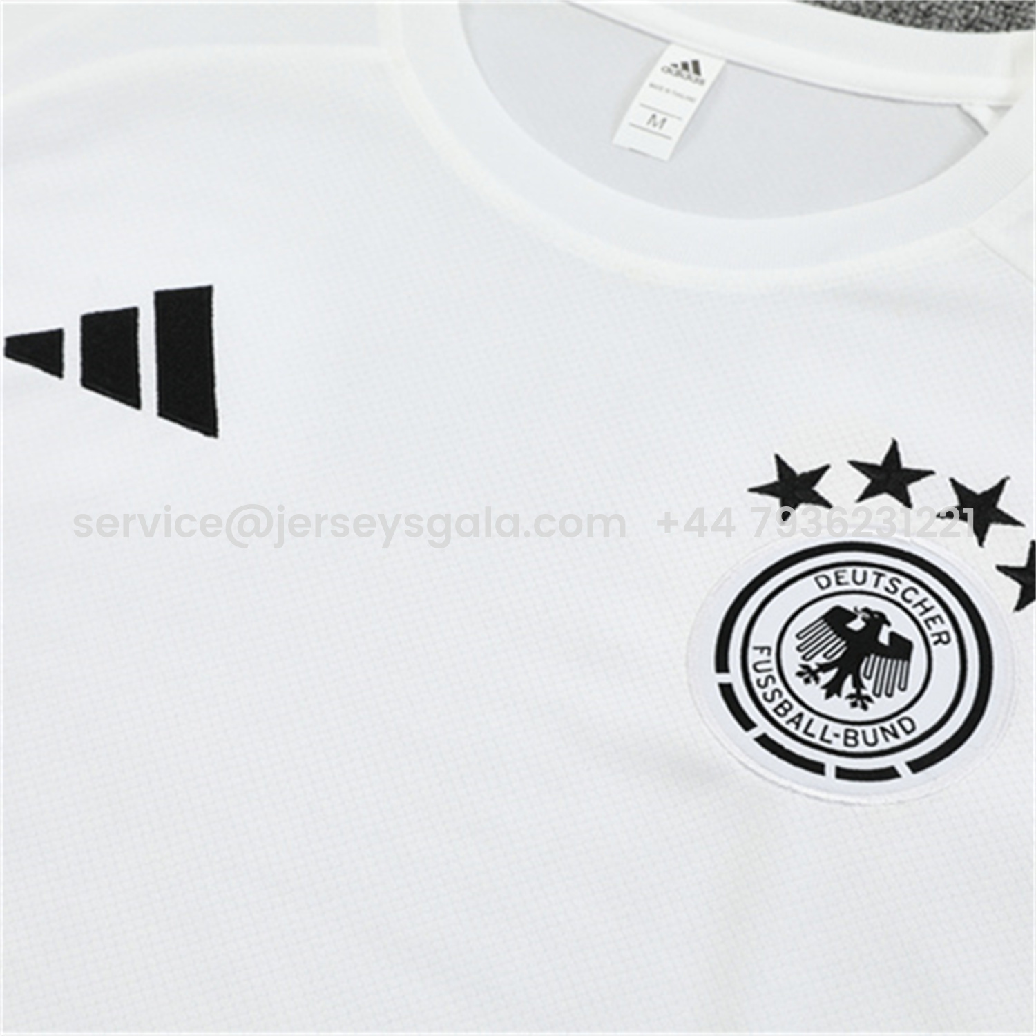 JerseysGala.com | Germany 25-26 Kids Short-Sleeve Training Set - White Top & Black Shorts -Customize Name, Number and Patch | Worldwide Shipping