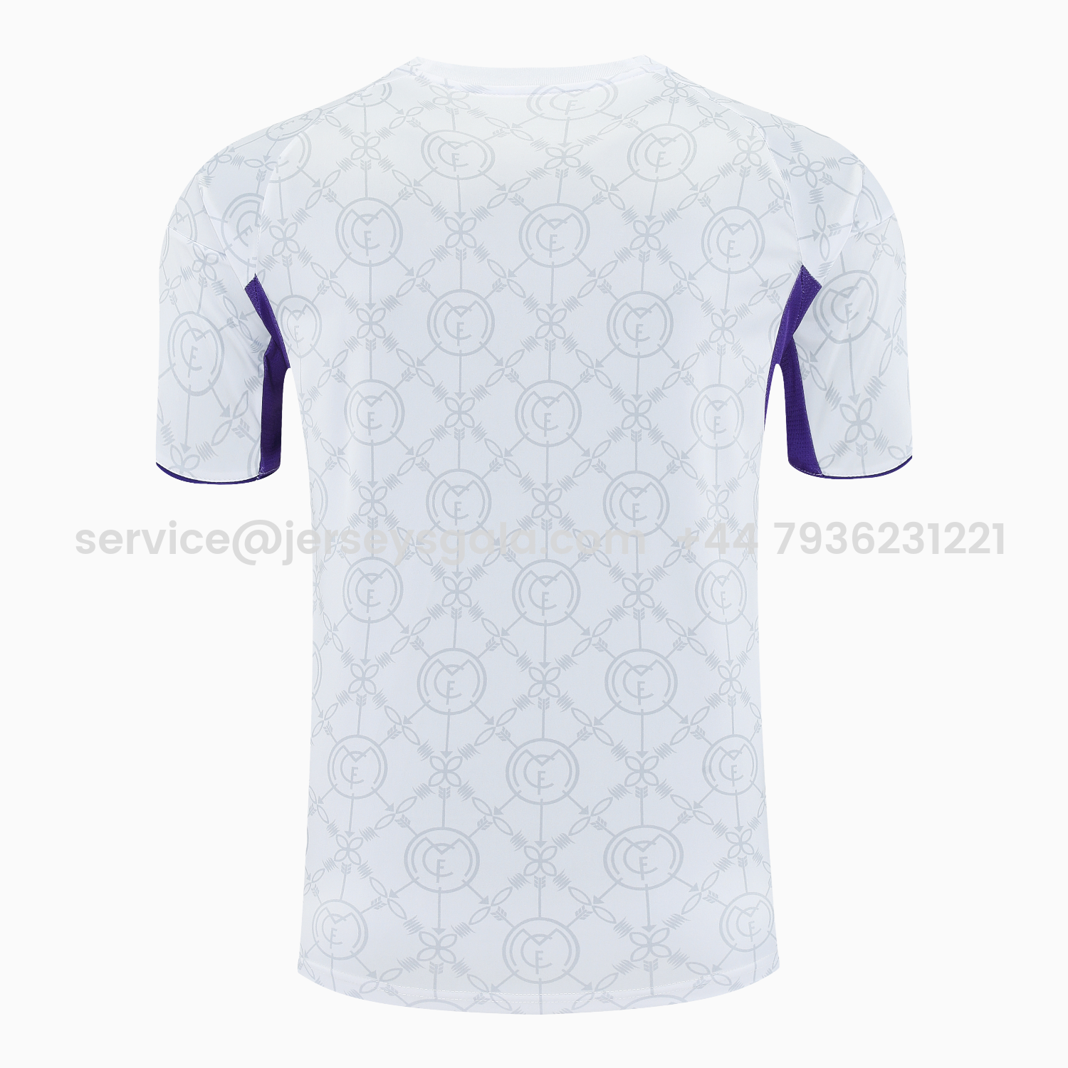 JerseysGala.com | Real Madrid 25-26 Short-Sleeve Training Set - Blue Edge White Top & Black Shorts -Customize Name, Number and Patch | Worldwide Shipping