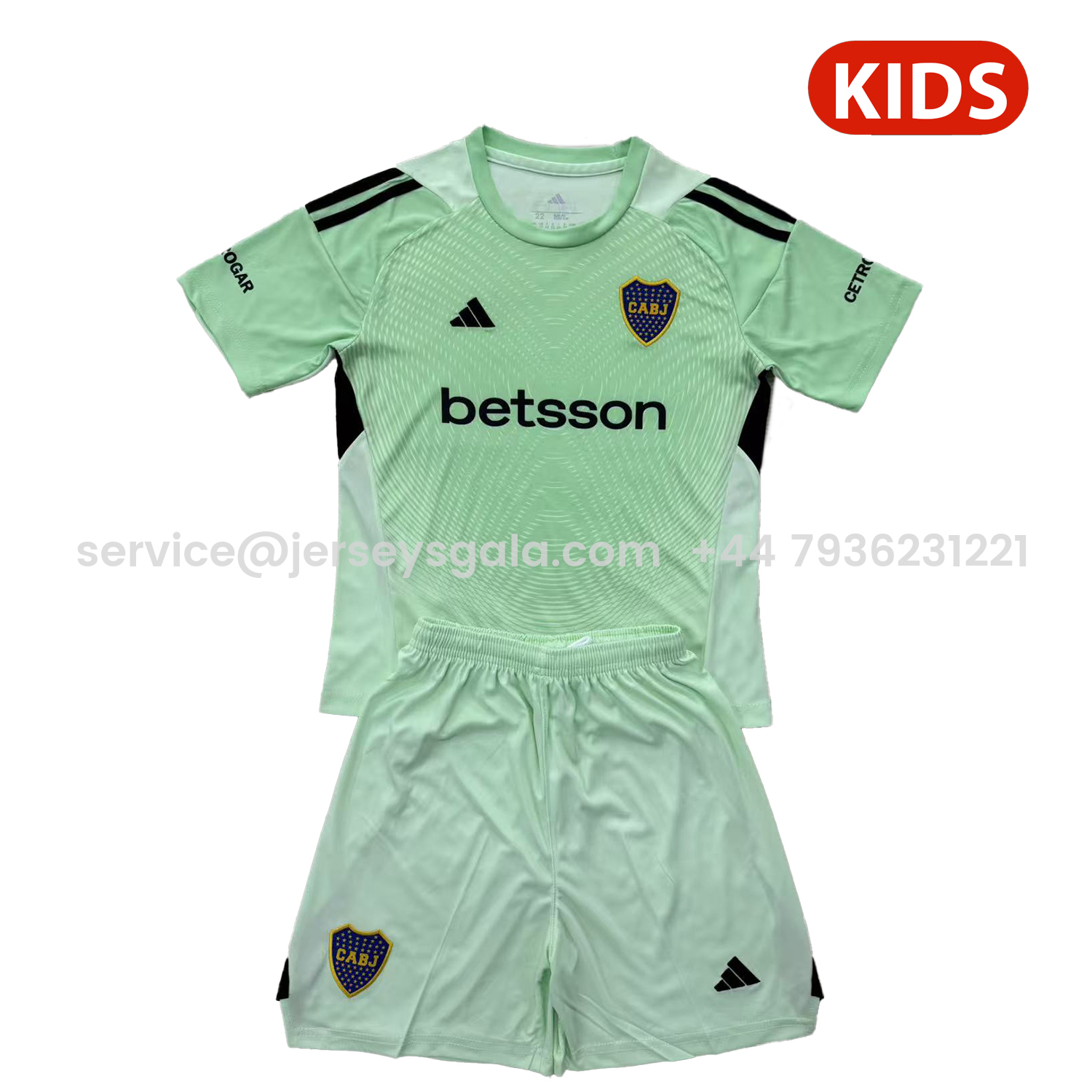 JerseysGala.com | Boca Juniors 25-26 Green Goalkeeper Kids Kit -Customize Name, Number and Patch | Worldwide Shipping