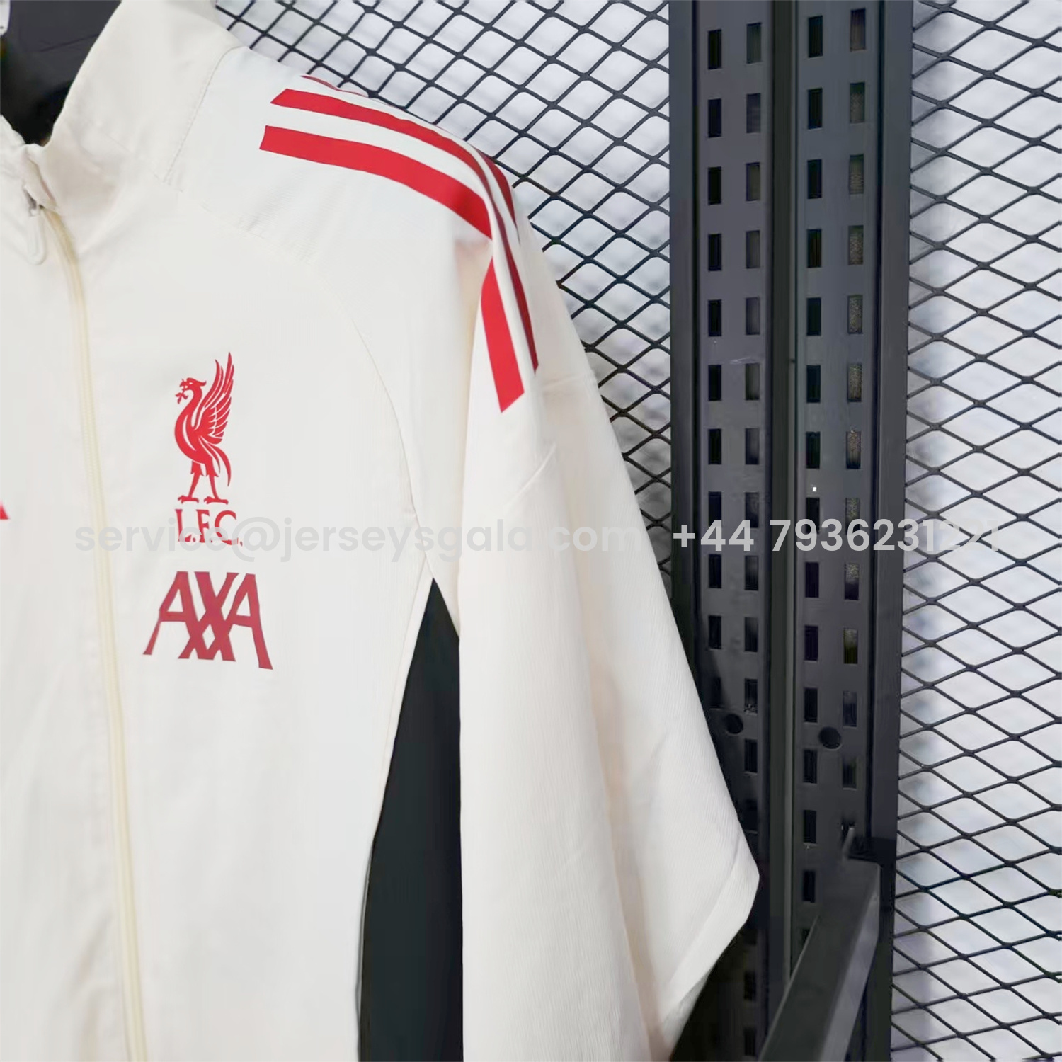 JerseysGala.com | Liver.pool 25-26 White Windbreaker Jacket - Deep Green -Customize Name, Number and Patch | Worldwide Shipping