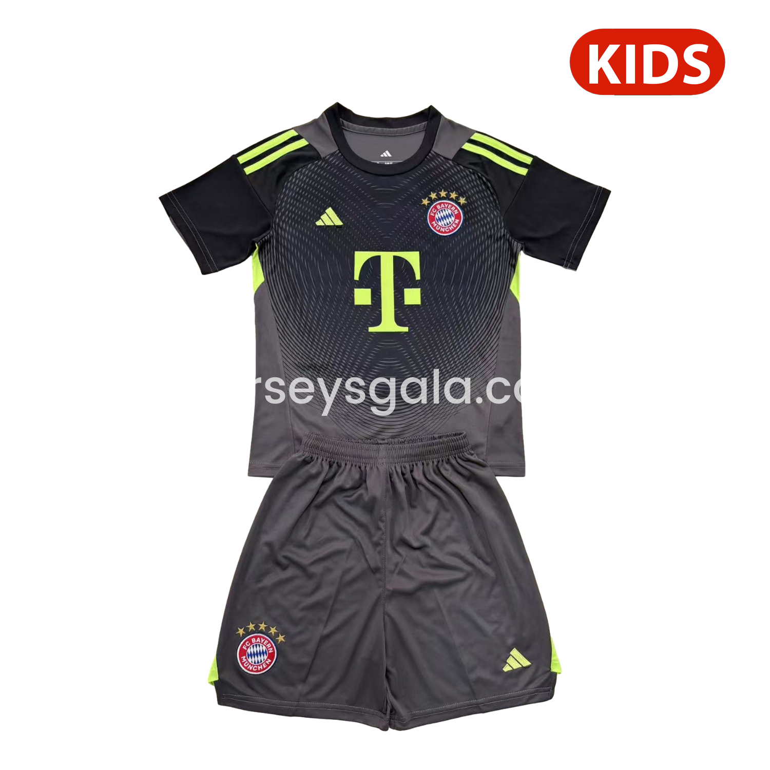 JerseysGala.com | Bayern Munich 25-26 Grey Black Goalkeeper Kids Kit -Customize Name, Number and Patch | Worldwide Shipping