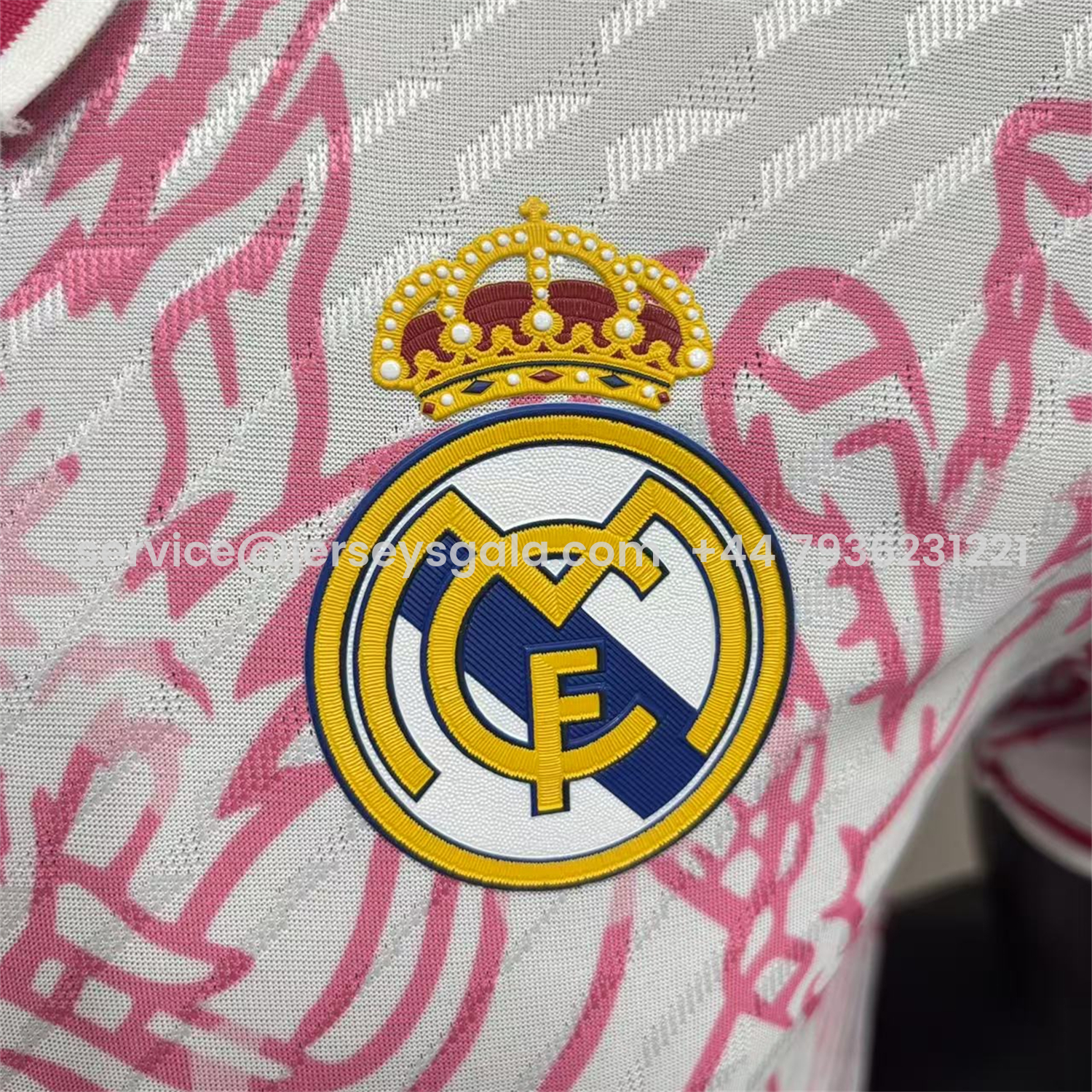 JerseysGala.com | Real Madrid 25-26 Pink and White Dragon Pattern Jersey - Player Version -Customize Name, Number and Patch | Worldwide Shipping