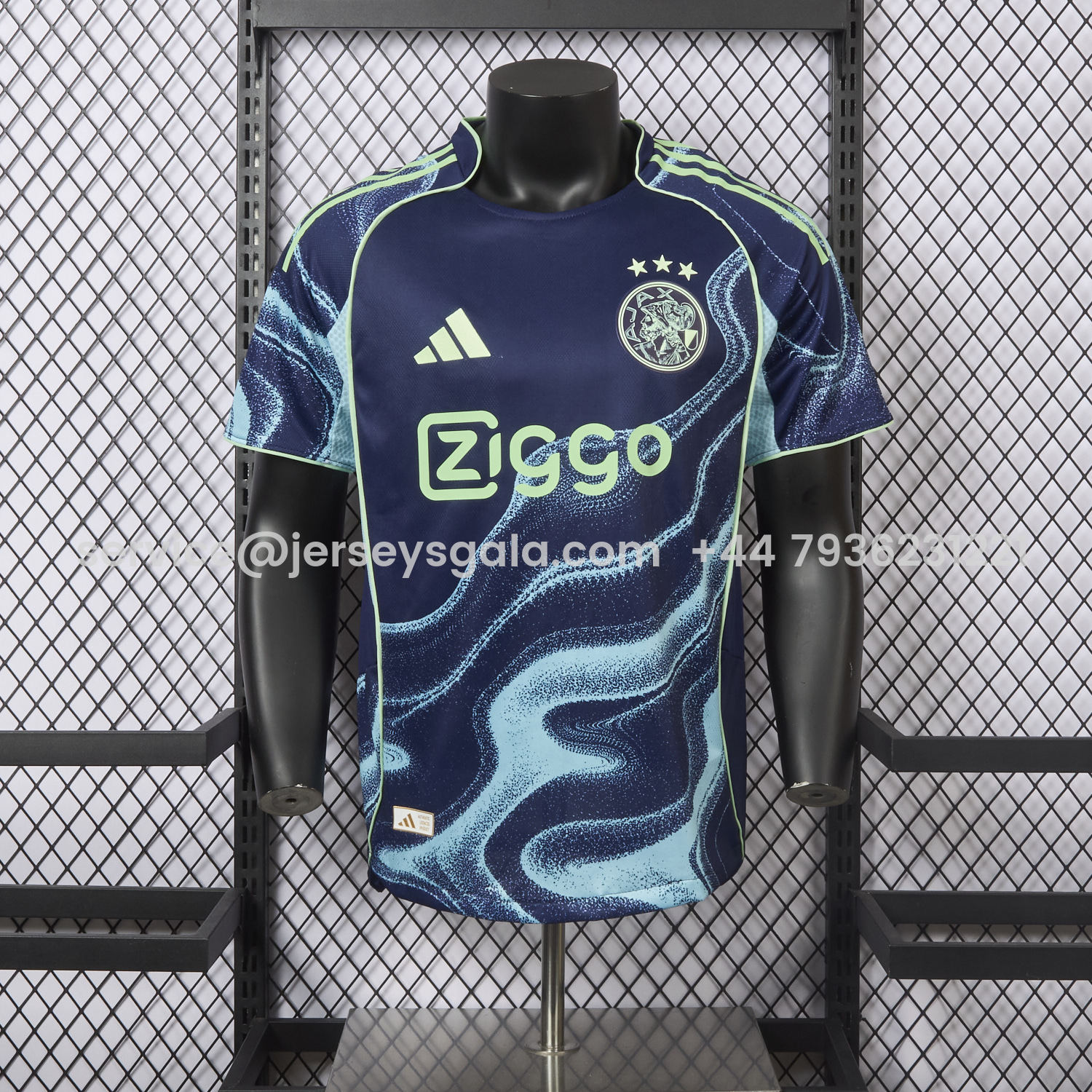 JerseysGala.com | Ajax 25-26 Away Deep Blue Jersey - Player Version -Customize Name, Number and Patch | Worldwide Shipping
