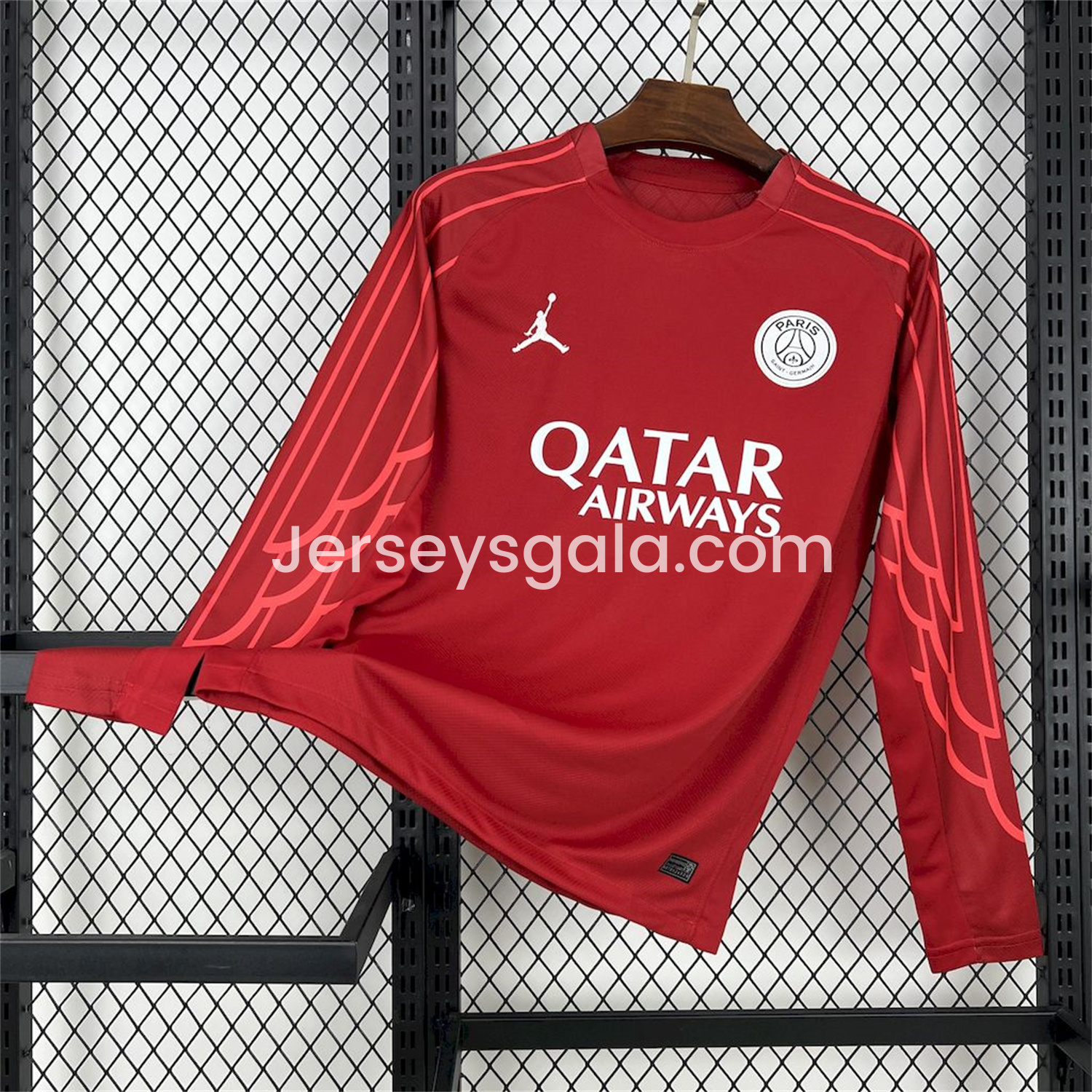 JerseysGala.com | Paris Saint-Germain PSG 24-25 Fourth Goalkeeper Red Long Sleeves Jersey - Fans Version -Customize Name, Number and Patch | Worldwide Shipping