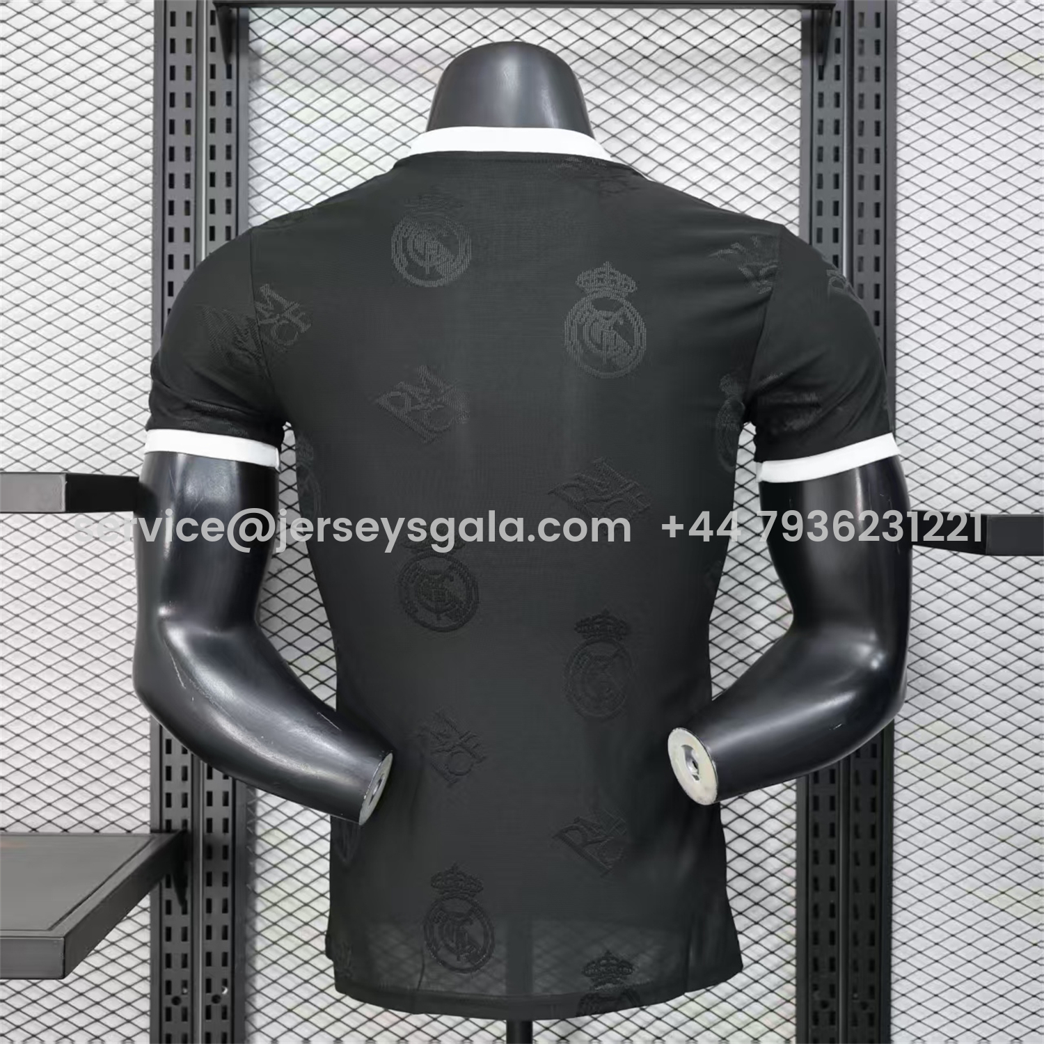 JerseysGala.com | Real Madrid 25-26 Black Team Logo Jacquard Special Jersey - Player Version -Customize Name, Number and Patch | Worldwide Shipping
