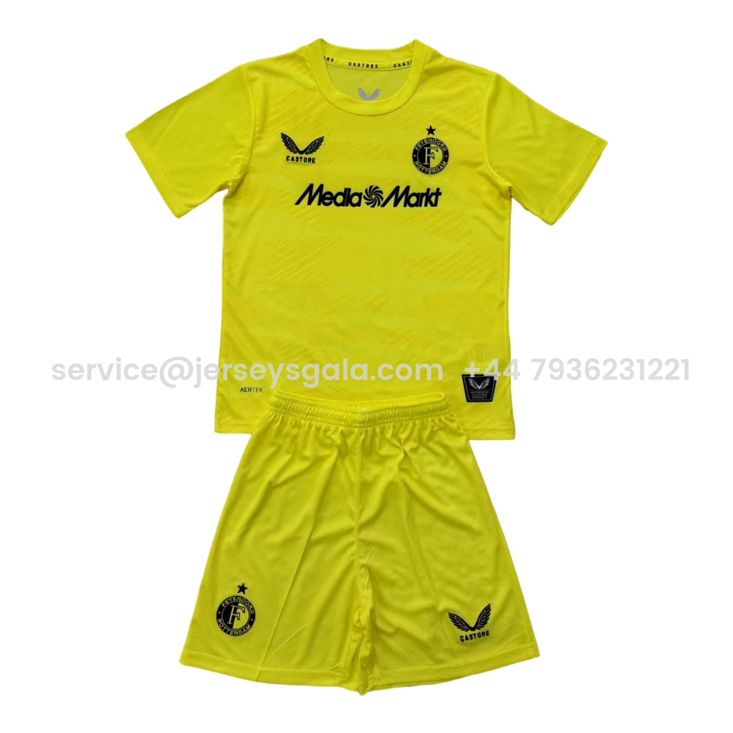 JerseysGala.com | Feyenoord 25-26 Yellow Goalkeeper Men's Adult Jersey Set - Fans Version -Customize Name, Number and Patch | Worldwide Shipping