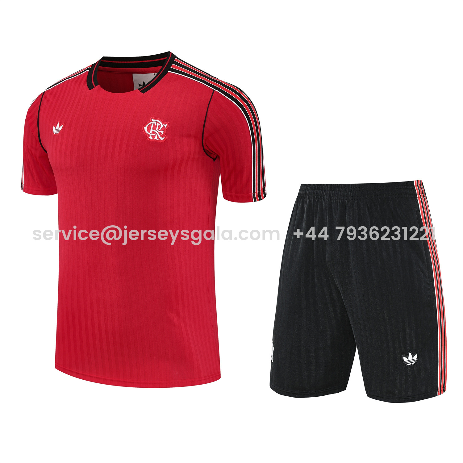 JerseysGala.com | Flamengo 25-26 Short-Sleeve Training Set - Red Top & Black Shorts -Customize Name, Number and Patch | Worldwide Shipping