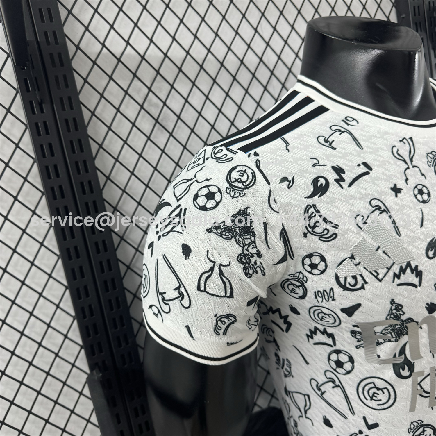 JerseysGala.com | Real Madrid 25-26 White Special Jersey with Black Emoji Icons - Player Version -Customize Name, Number and Patch | Worldwide Shipping