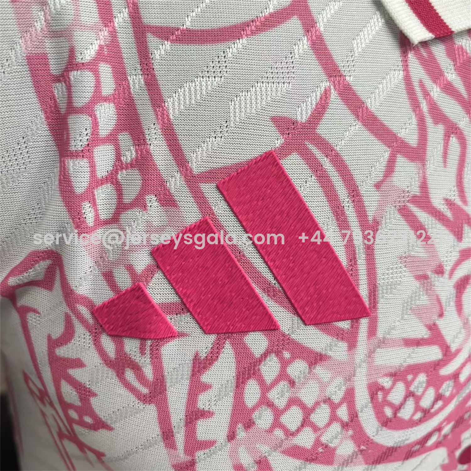 JerseysGala.com | Real Madrid 25-26 Pink and White Dragon Pattern Jersey - Player Version -Customize Name, Number and Patch | Worldwide Shipping