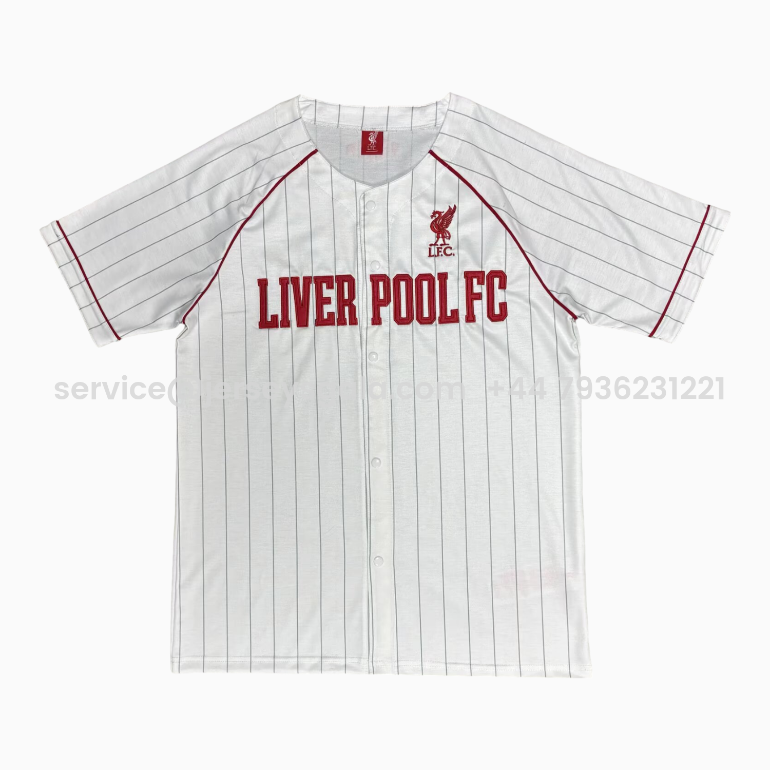 JerseysGala.com | Liver.pool 25-26 White With Red Lines Baseball Jerseyll Jersey -Customize Name, Number and Patch | Worldwide Shipping