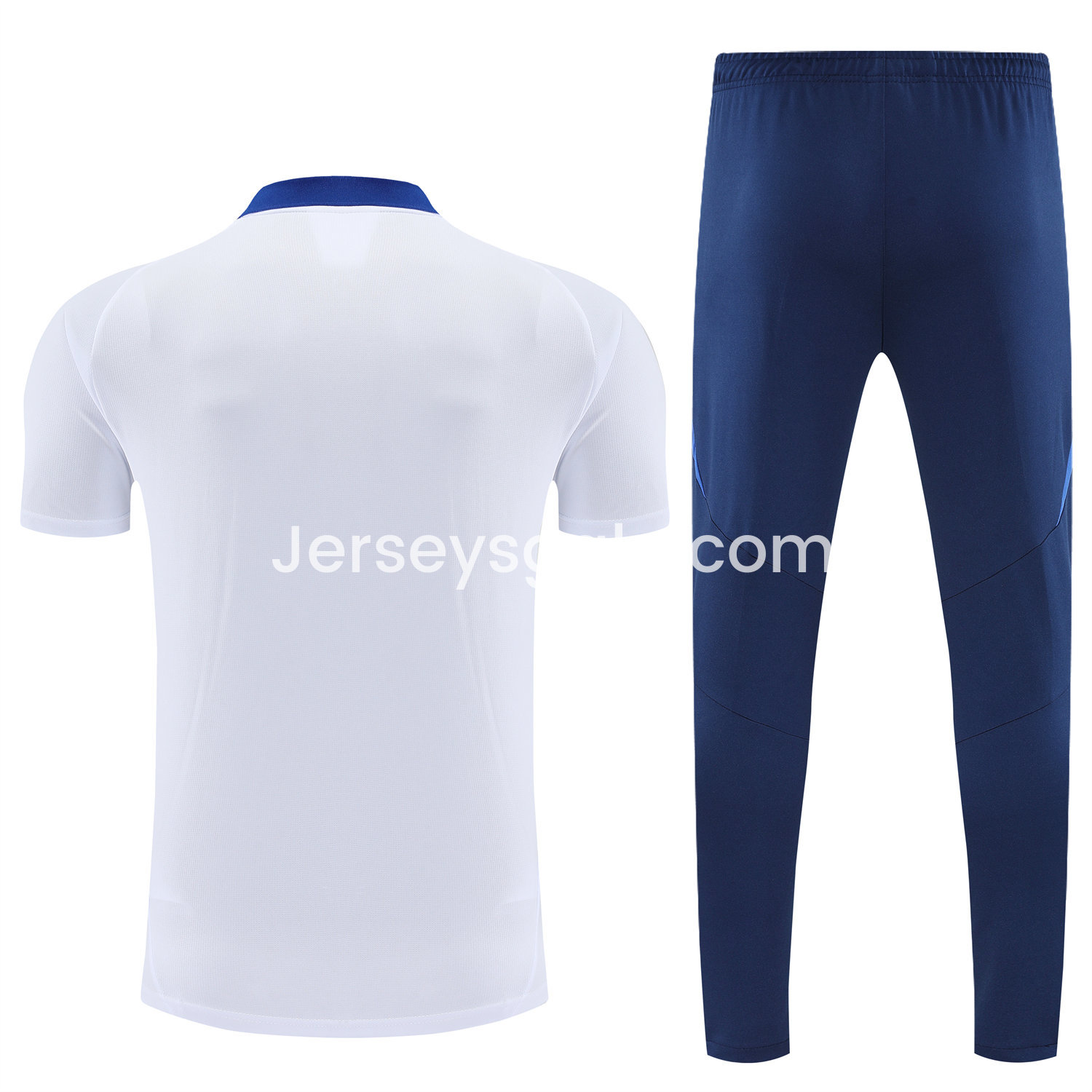 JerseysGala.com | Italy 25-26 POLO Short-Sleeve Training Set - White Top and Deep Blue Pants -Customize Name, Number and Patch | Worldwide Shipping