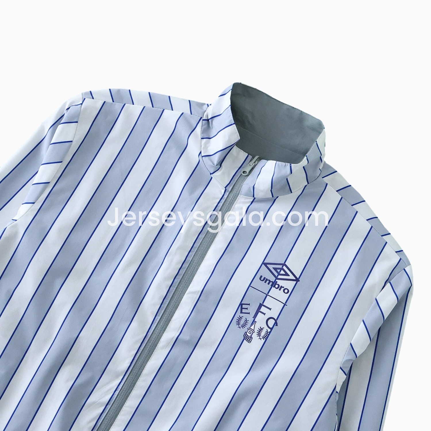JerseysGala.com | Everton 1988-89 Retro Style Double Sided Reversible Windbreaker - White & Grey -Customize Name, Number and Patch | Worldwide Shipping