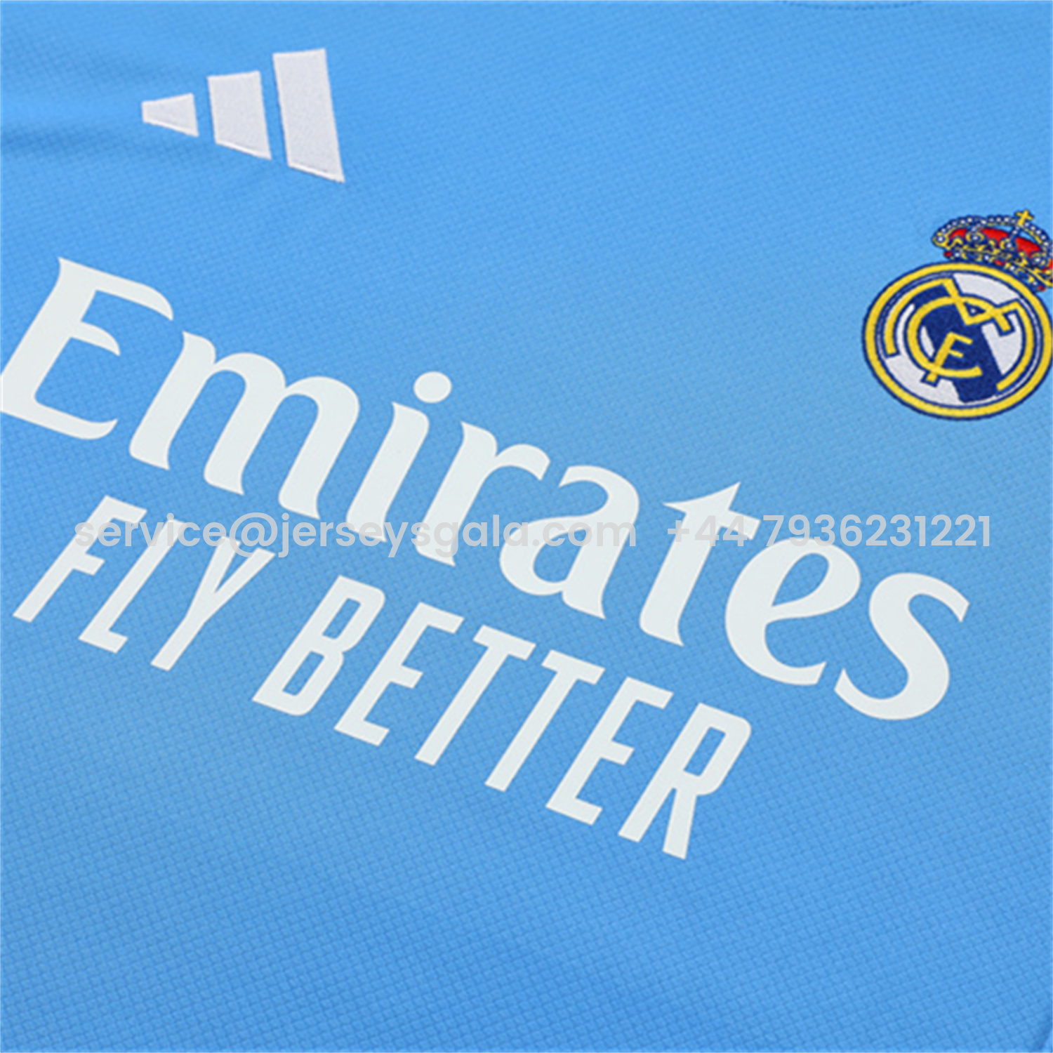 JerseysGala.com | Real Madrid 25-26 Short-Sleeve Training Set - Sky Blue Top and Sky Blue Shorts -Customize Name, Number and Patch | Worldwide Shipping