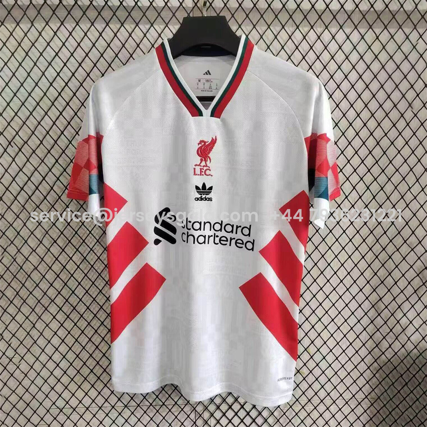 JerseysGala.com | Liver.pool 25-26 Retro Style Red Stripes White Jersey - Fans Version -Customize Name, Number and Patch | Worldwide Shipping