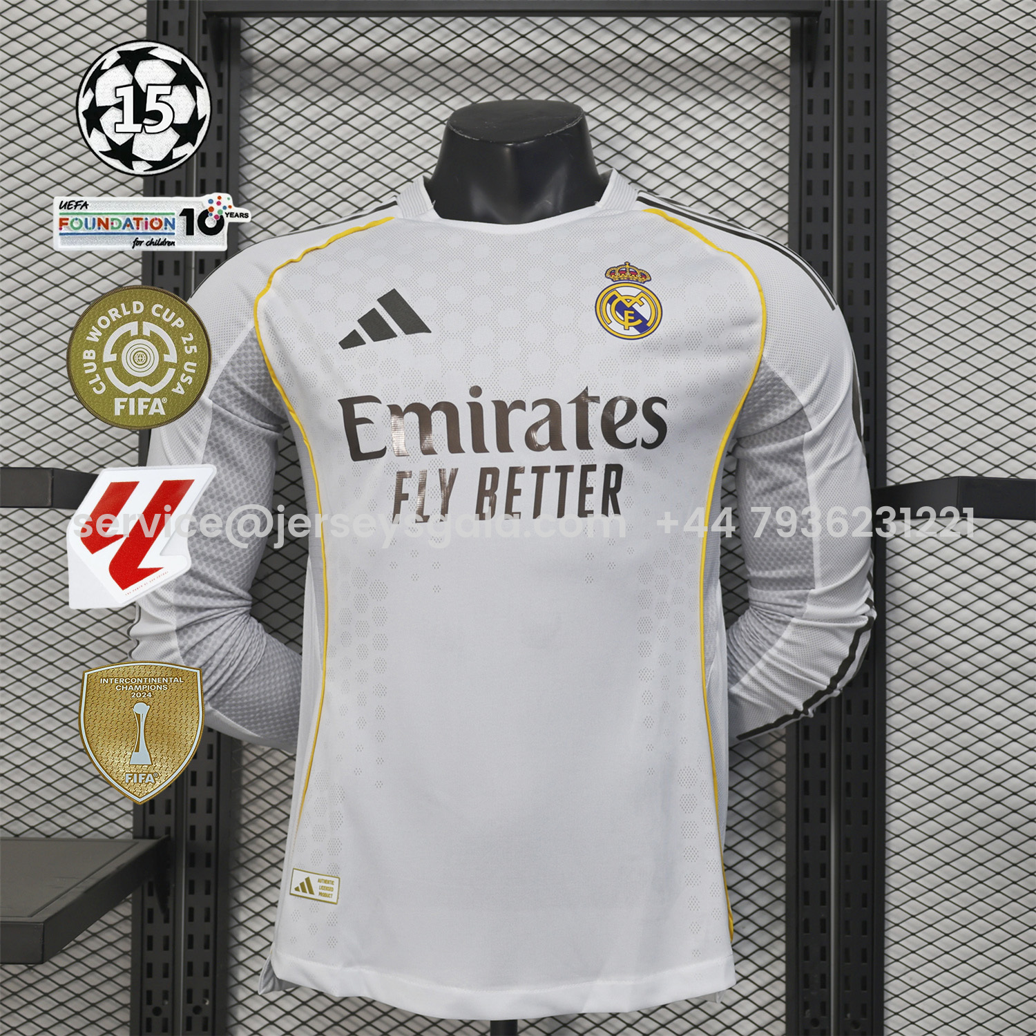 JerseysGala.com | Real Madrid 25-26 Home Long Sleeves Jersey - Player Version -Customize Name, Number and Patch | Worldwide Shipping