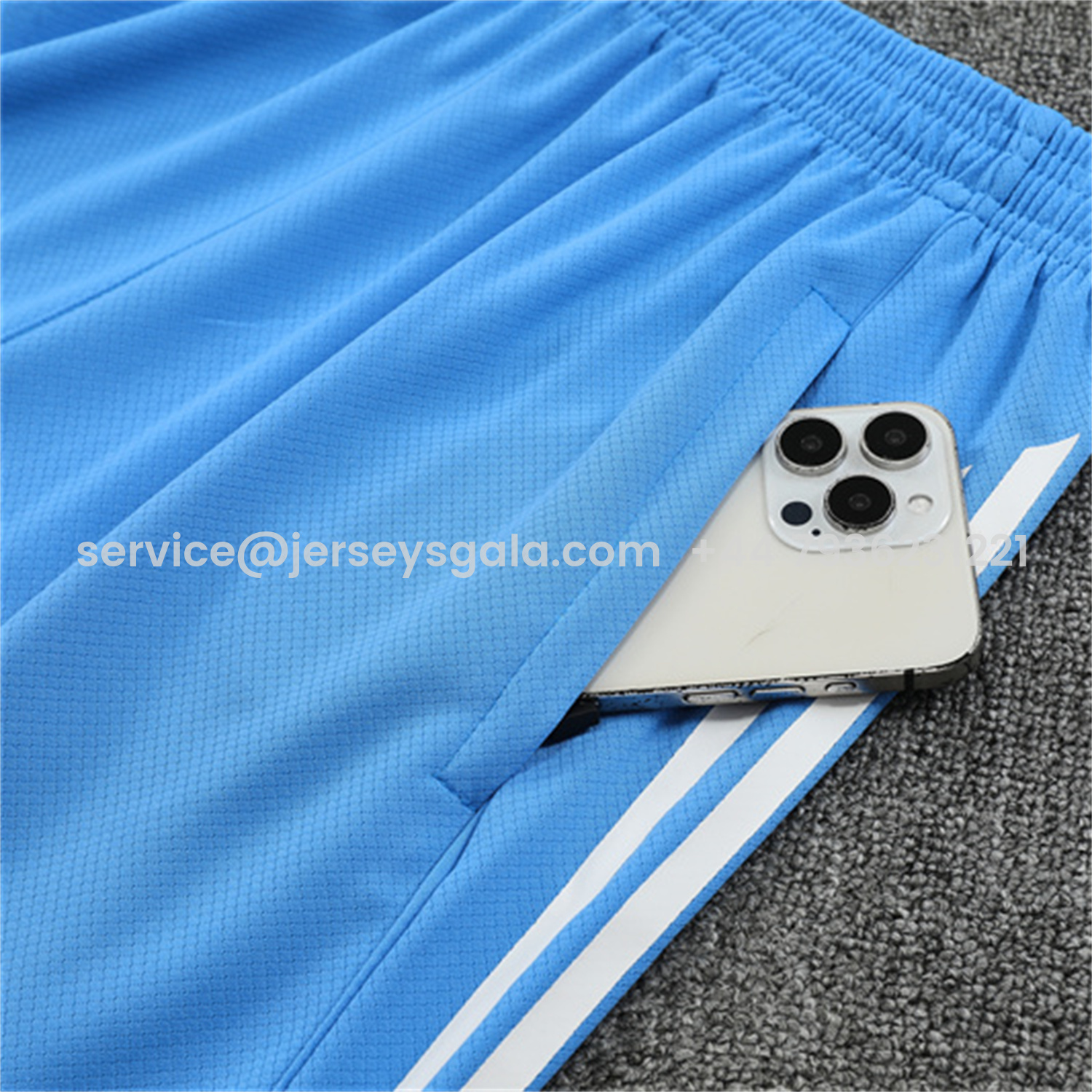 JerseysGala.com | Real Madrid 25-26 Short-Sleeve Training Set - Sky Blue Top and Sky Blue Shorts -Customize Name, Number and Patch | Worldwide Shipping