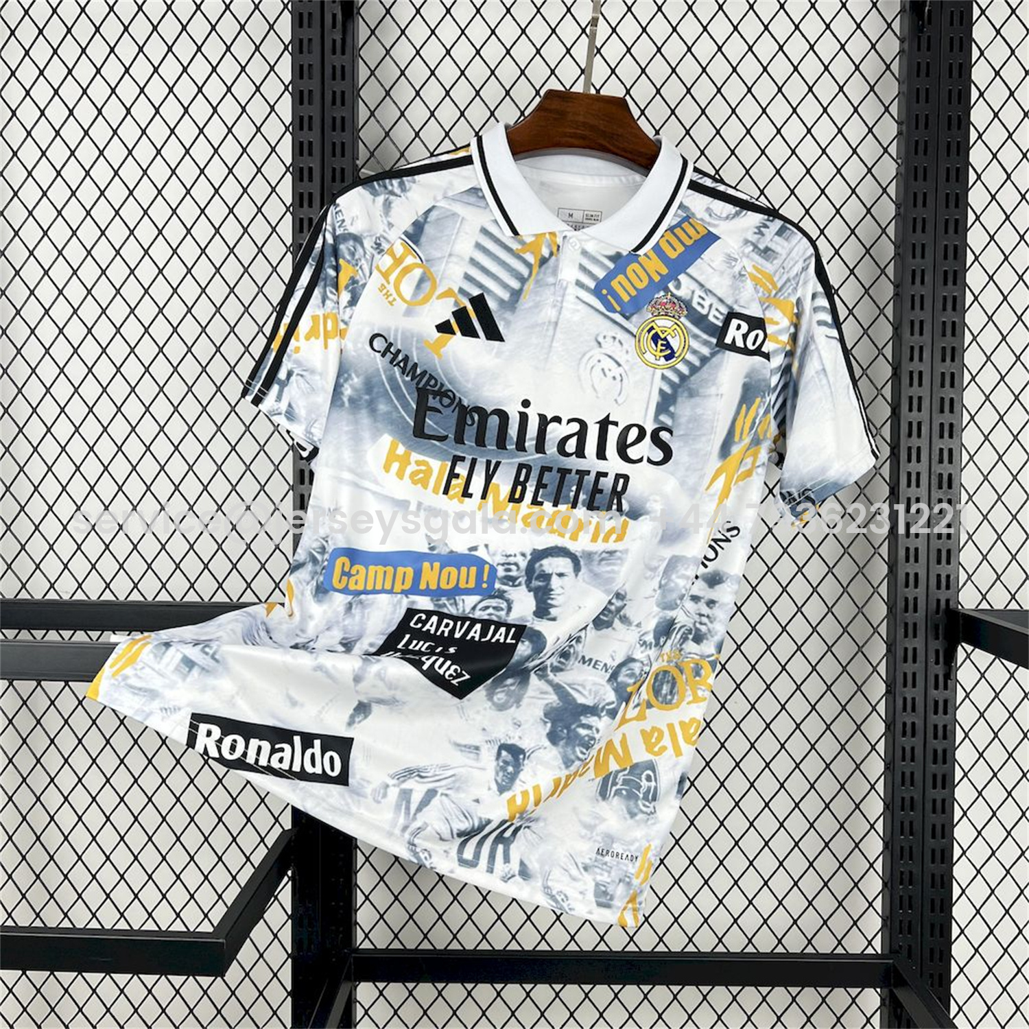 JerseysGala.com | Real Madrid 25-26 Capture Of Camp Nou POLO White Special Jersey - Fans Version -Customize Name, Number and Patch | Worldwide Shipping
