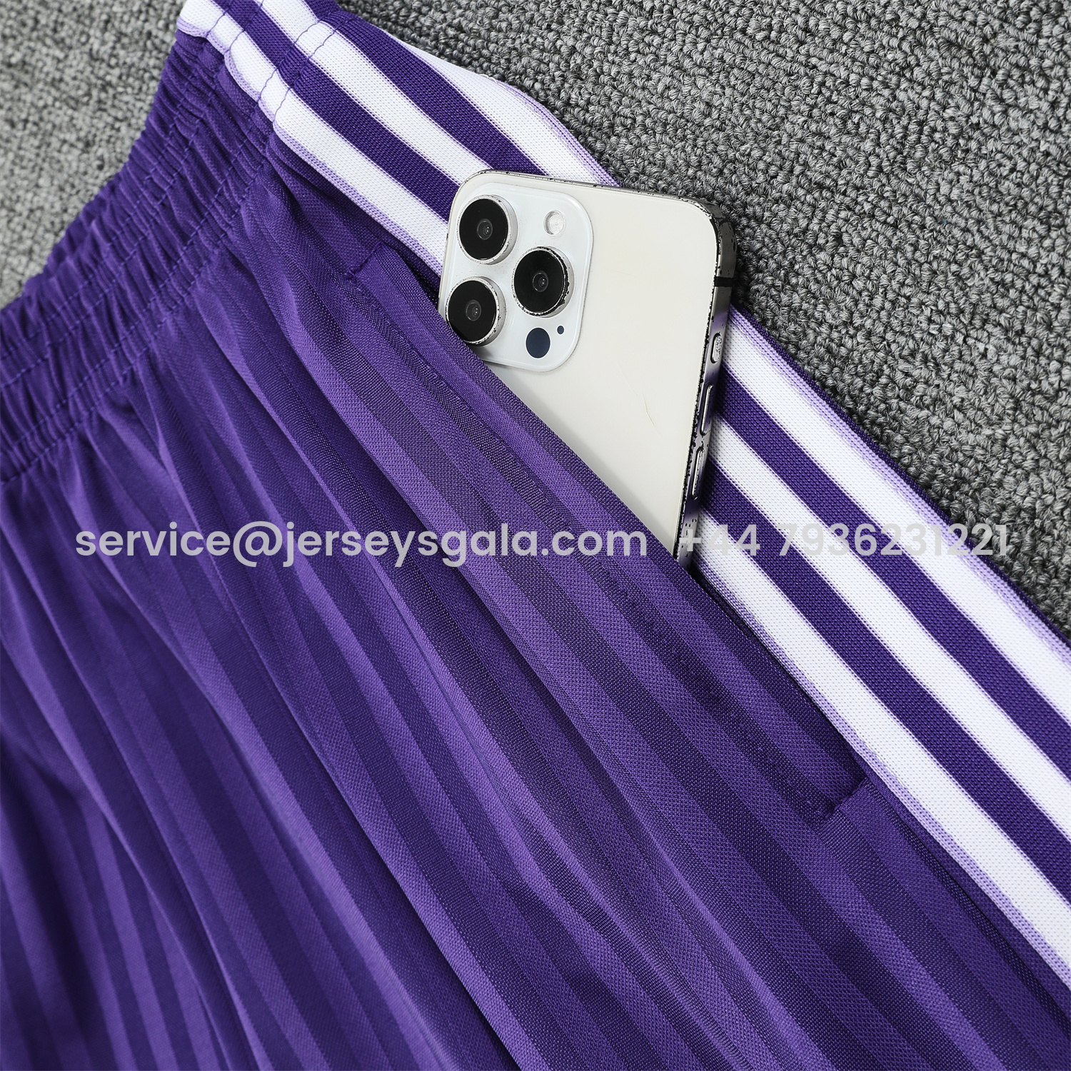 JerseysGala.com | Real Madrid 25-26 Short-Sleeve Training Set - Purple And White Top & Purple Shorts -Customize Name, Number and Patch | Worldwide Shipping