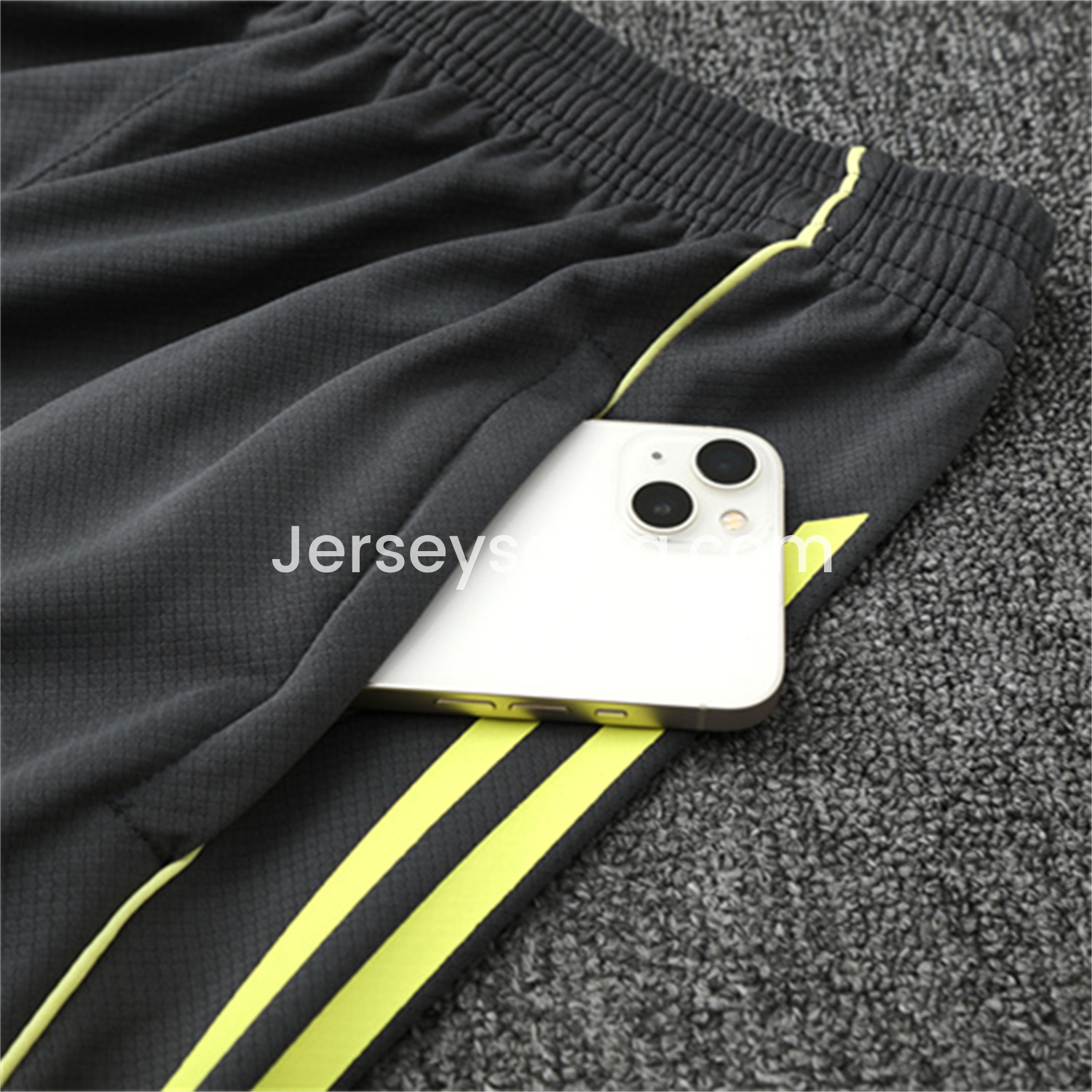 JerseysGala.com | Real Madrid 25-26 Short-Sleeve Training Set - Deep Grey Top and Shorts -Customize Name, Number and Patch | Worldwide Shipping