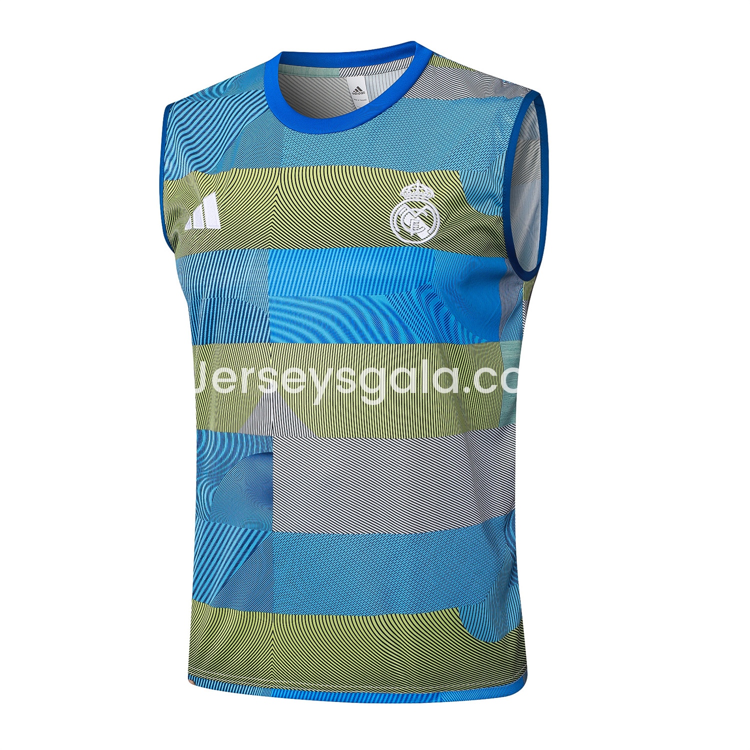 JerseysGala.com | Real Madrid 25-26 Vest Training Set - Blue-Gray Camouflage Vest and Black Shorts -Customize Name, Number and Patch | Worldwide Shipping