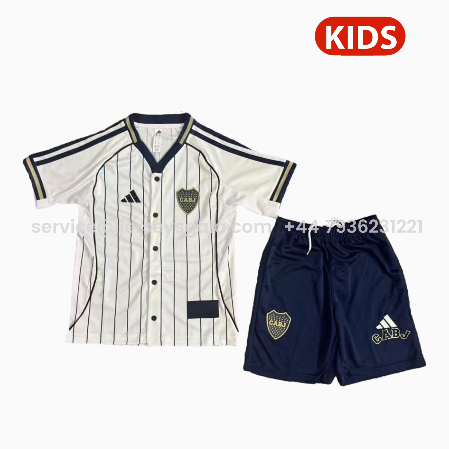 JerseysGala.com | Boca Juniors 25-26 White Baseball Kids Kit -Customize Name, Number and Patch | Worldwide Shipping